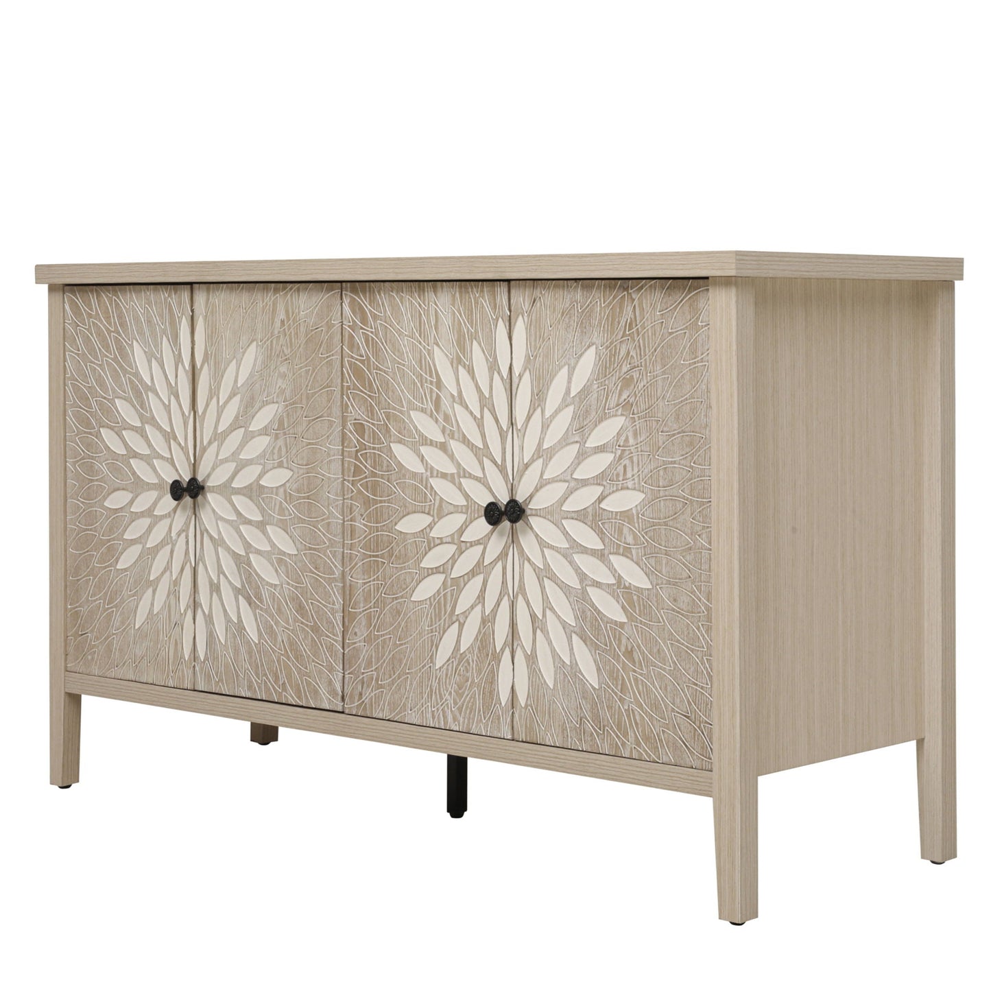 Modern Storage Cabinet With 4 Doors & Adjustable Shelves