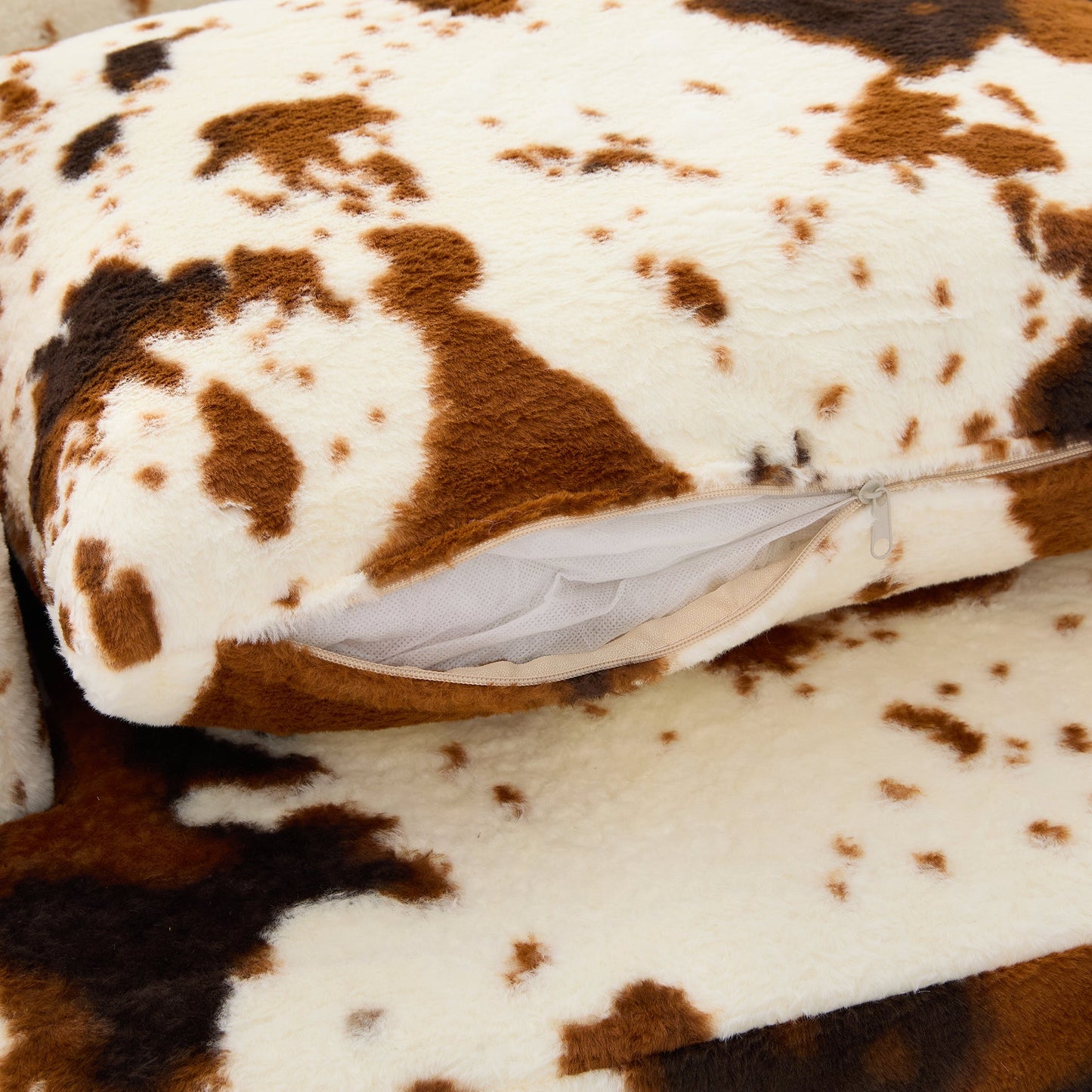 Swivel Accent Chair 360 Degree Faux Fur Beige Dual-Layer Cushion 36.6x36.5 In