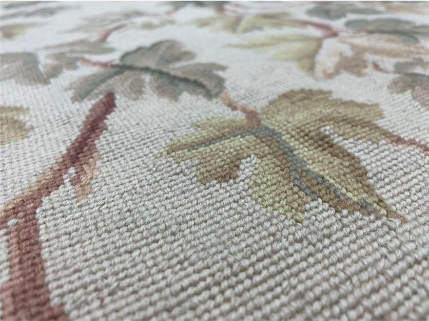 Aubusson Needlepoint Rug 9x12, Flatweave Carpet, Leaves, Wool, New, Handmade