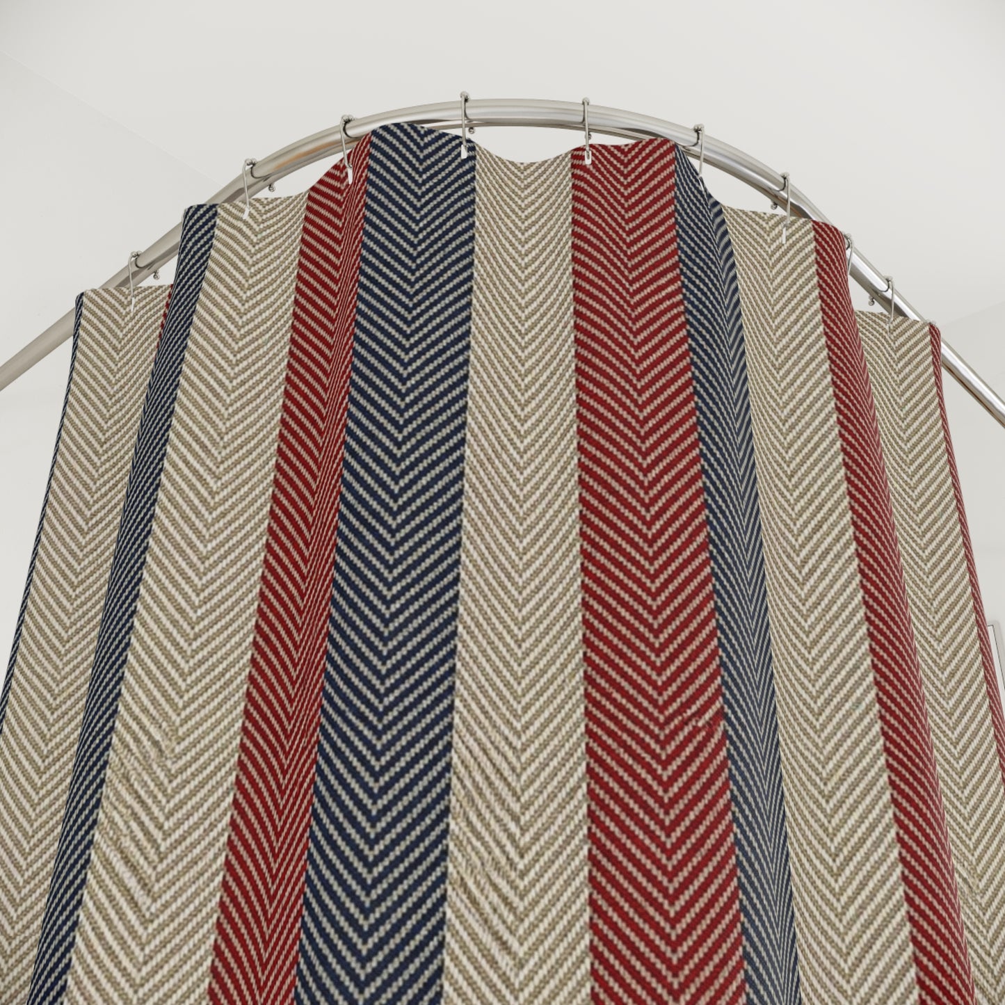 Americana Cabana Stripe Shower Curtain — A timeless coastal stripe inspired by East Coast summers, heritage textiles, and relaxed seaside living.