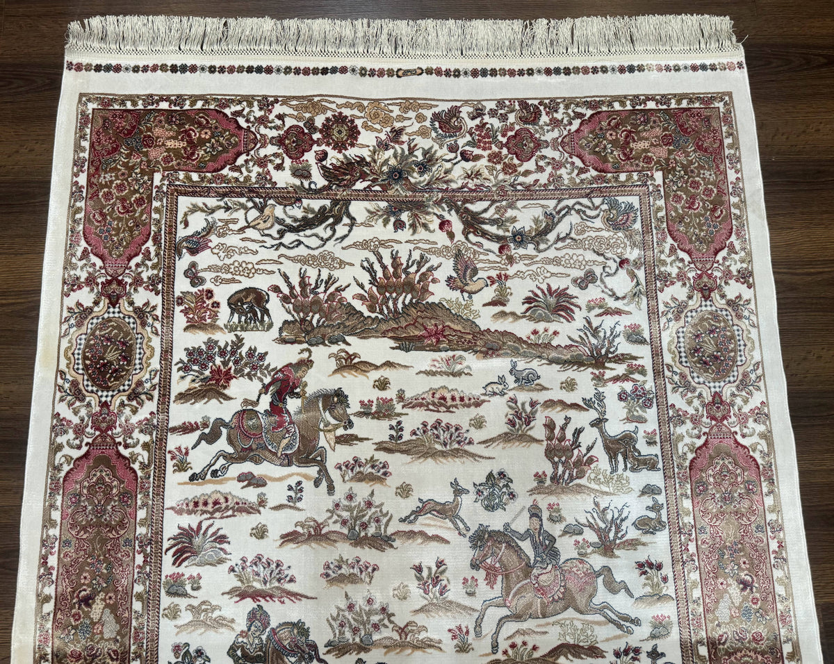 The Sporting Estate Ivory Hunting Scene Rug — 4' × 6'