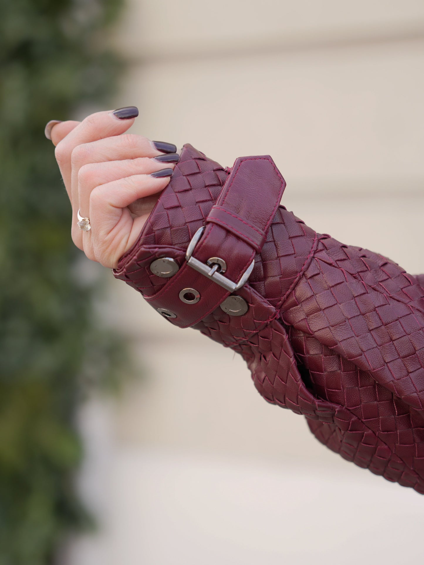 Marlowe Braided Genuine Leather Jacket in Bordeaux