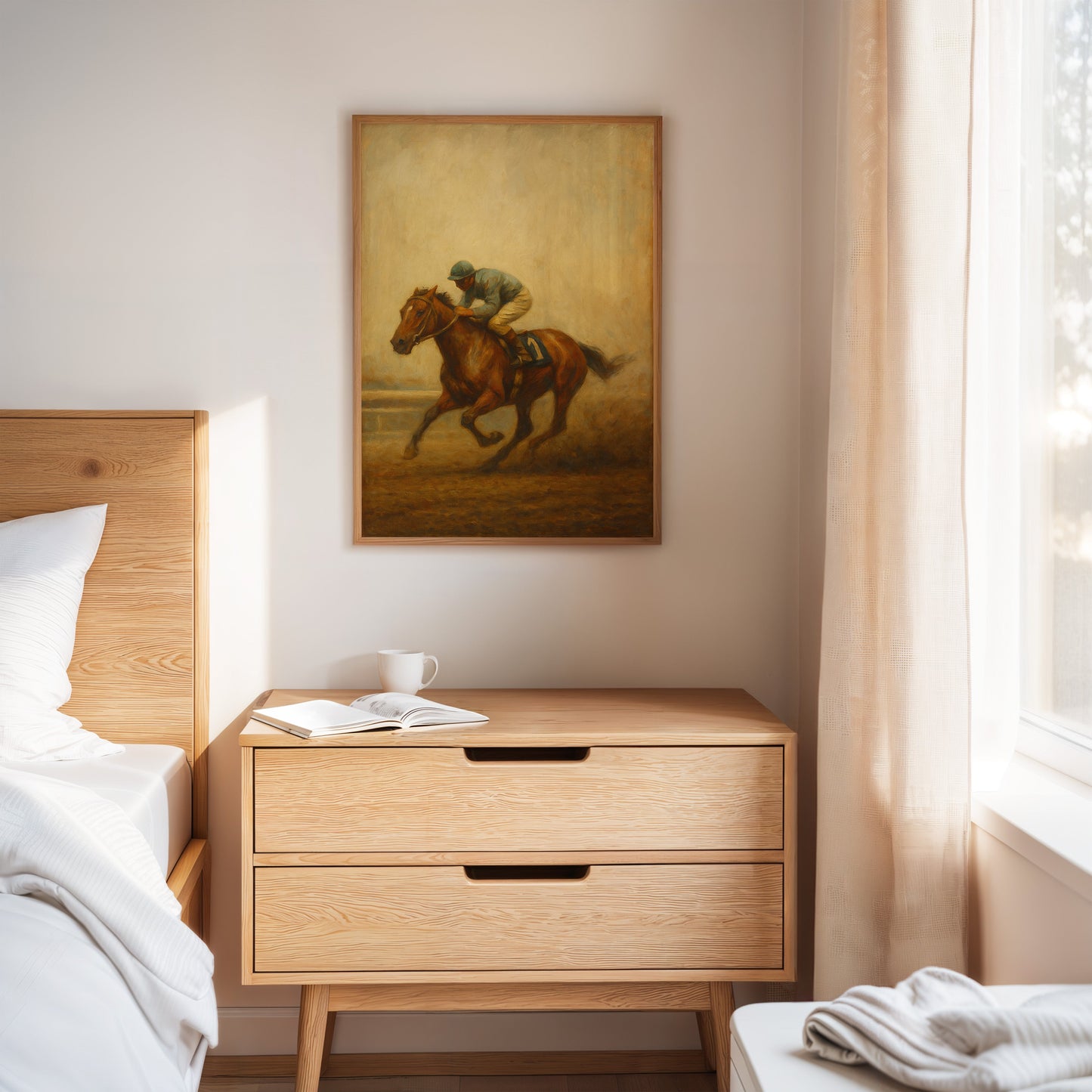 “Final Stretch” – Vintage Horse Racing Oil Painting Print