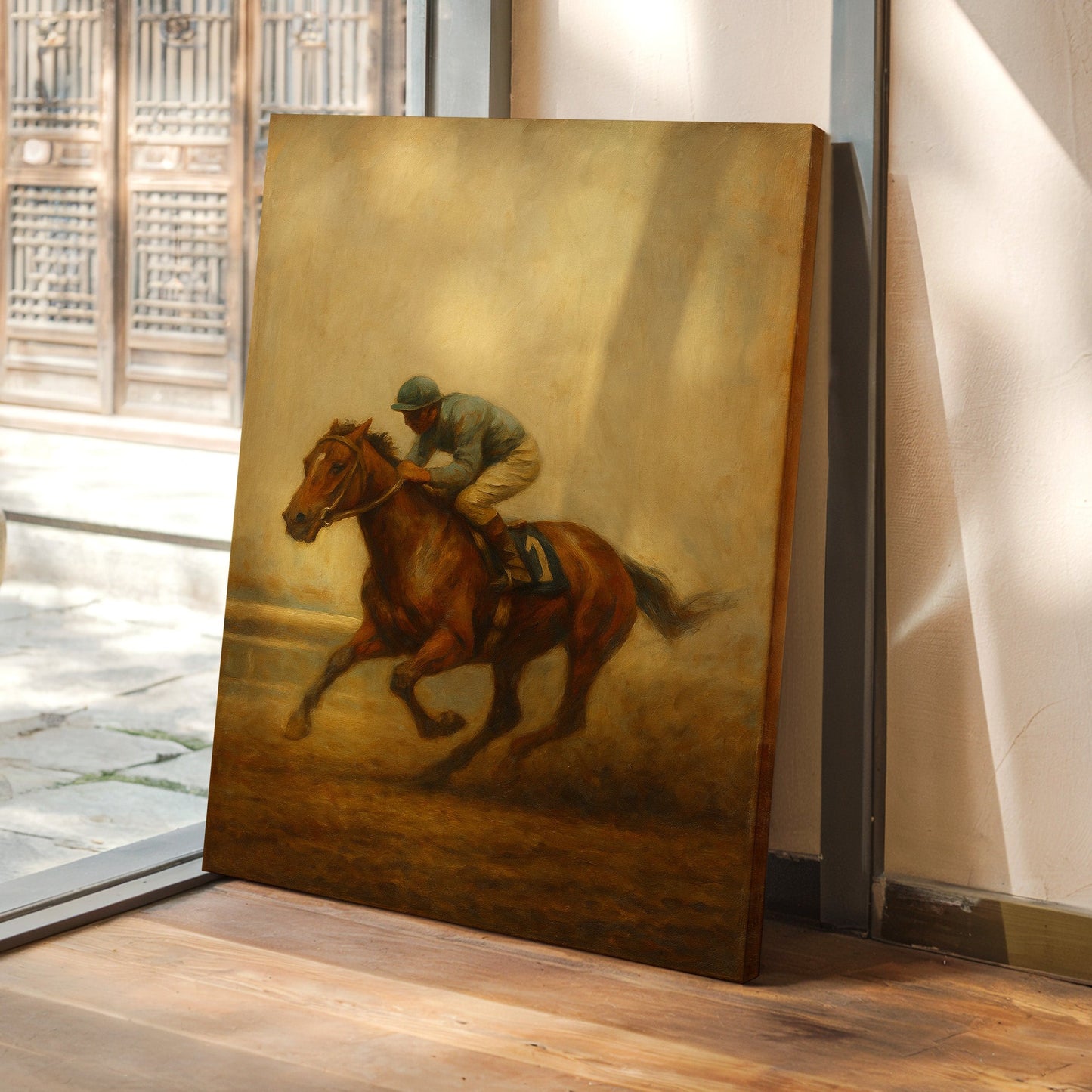 “Final Stretch” – Vintage Horse Racing Oil Painting Print