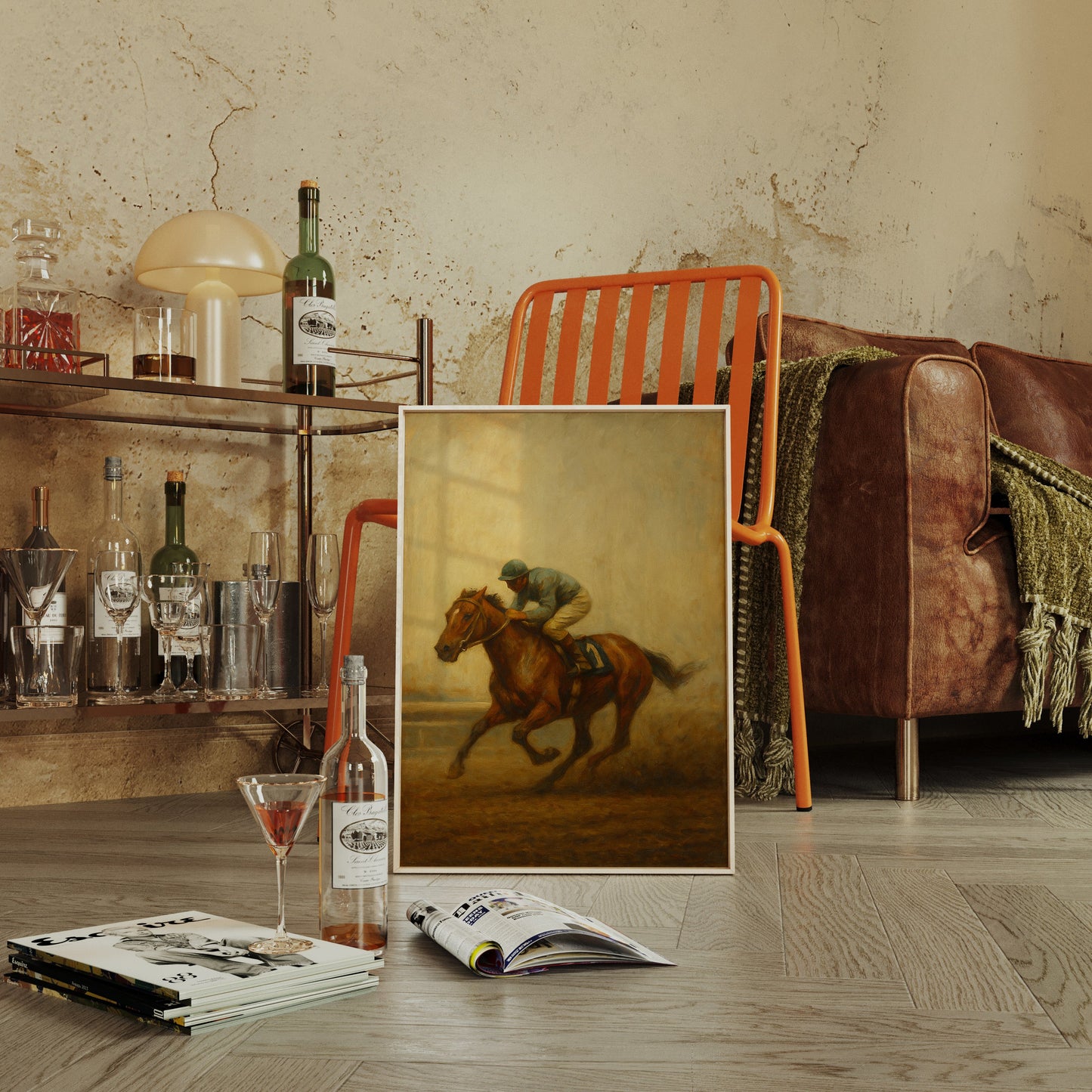 “Final Stretch” – Vintage Horse Racing Oil Painting Print