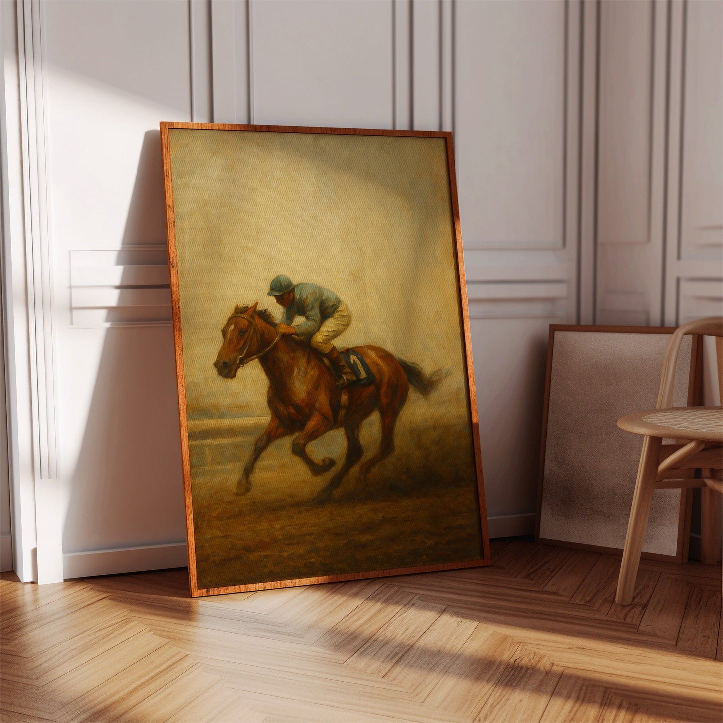 “Final Stretch” – Vintage Horse Racing Oil Painting Print