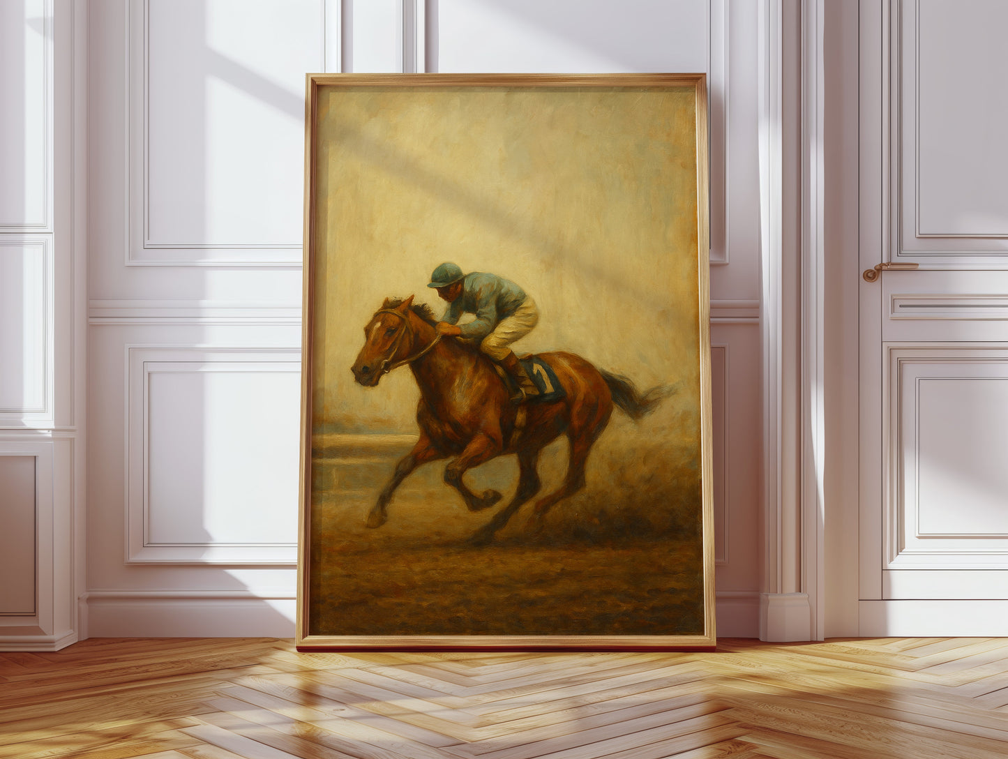 “Final Stretch” – Vintage Horse Racing Oil Painting Print