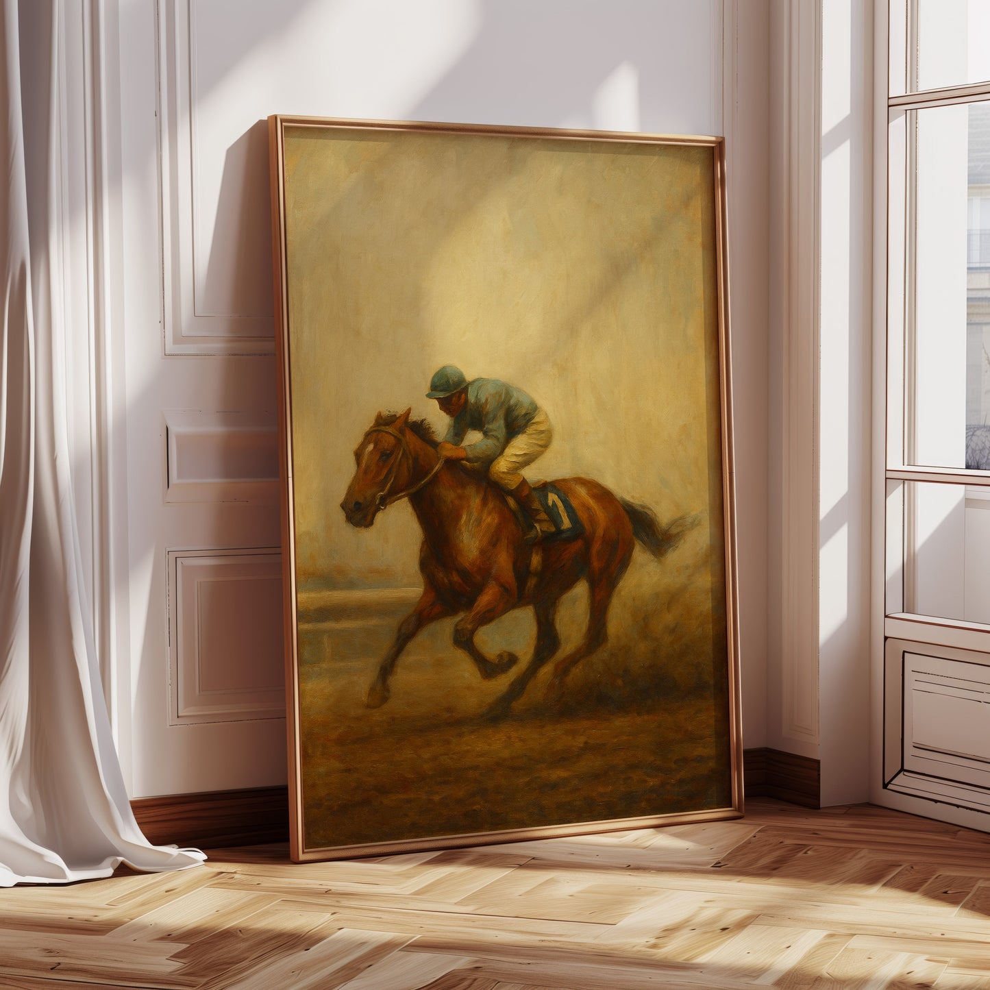 “Final Stretch” – Vintage Horse Racing Oil Painting Print