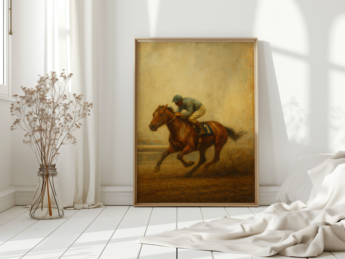“Final Stretch” – Vintage Horse Racing Oil Painting Print