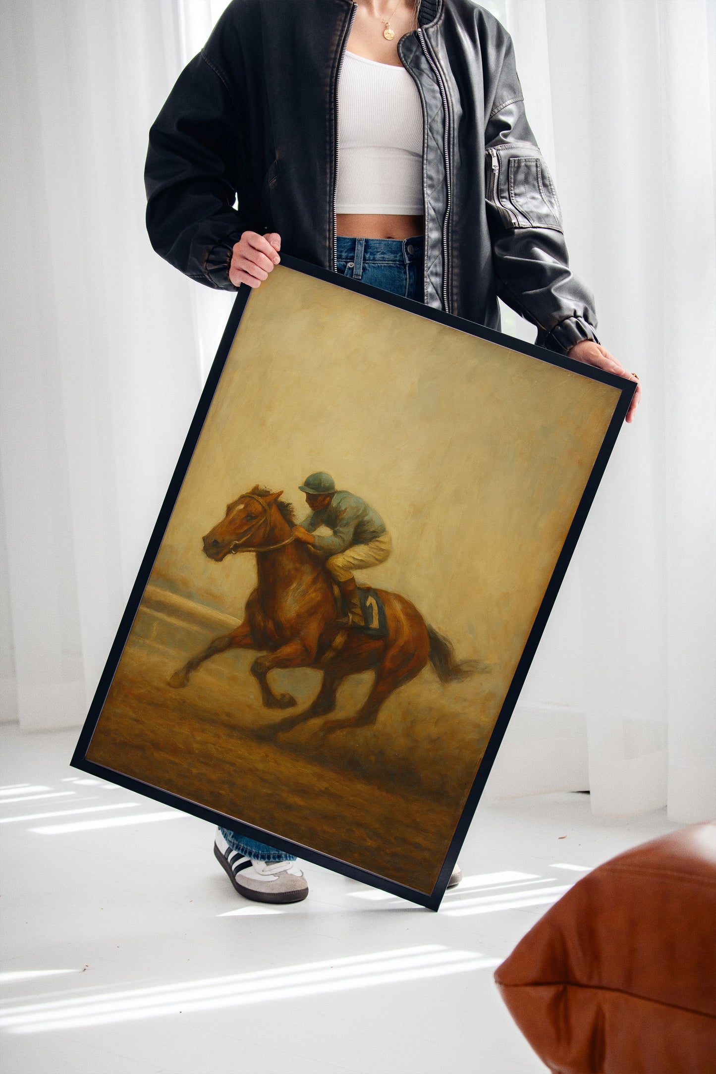 “Final Stretch” – Vintage Horse Racing Oil Painting Print