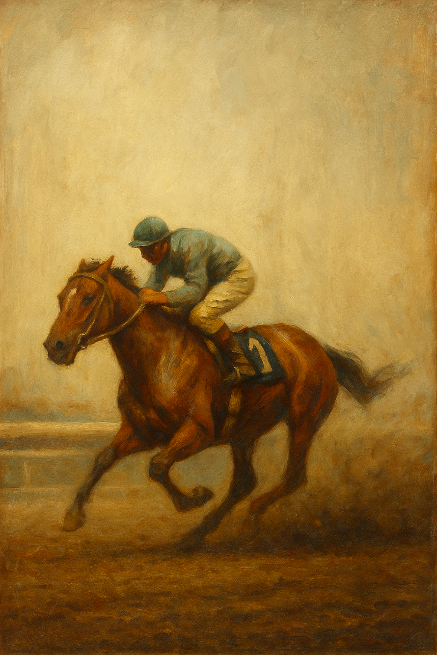 “Final Stretch” – Vintage Horse Racing Oil Painting Print