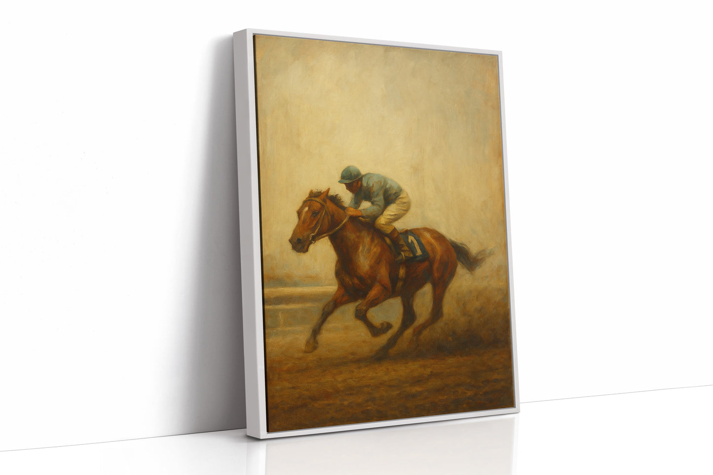 “Final Stretch” – Vintage Horse Racing Oil Painting Print