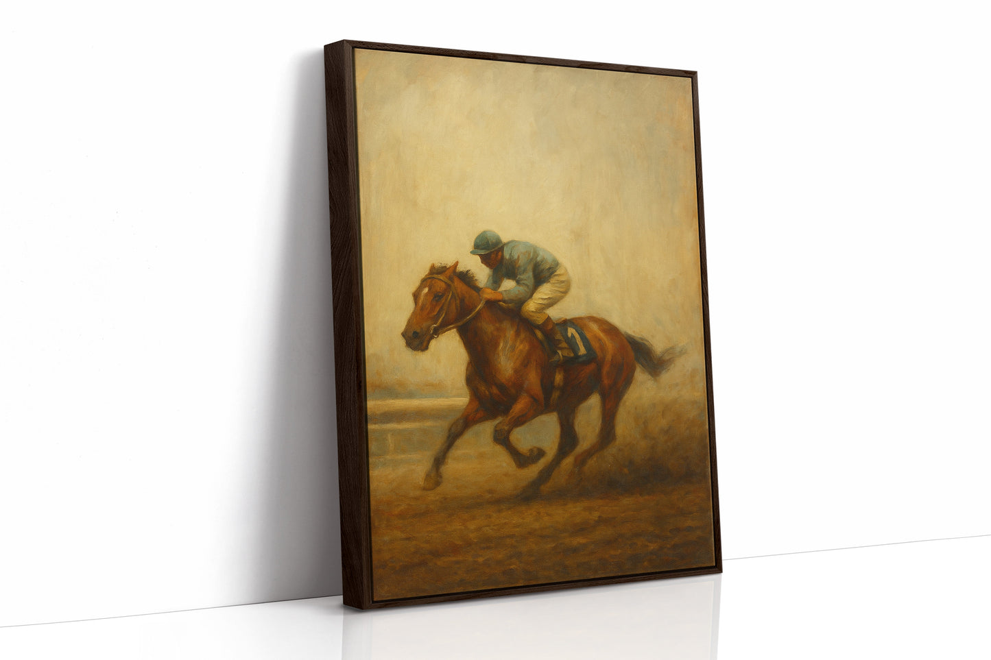 “Final Stretch” – Vintage Horse Racing Oil Painting Print