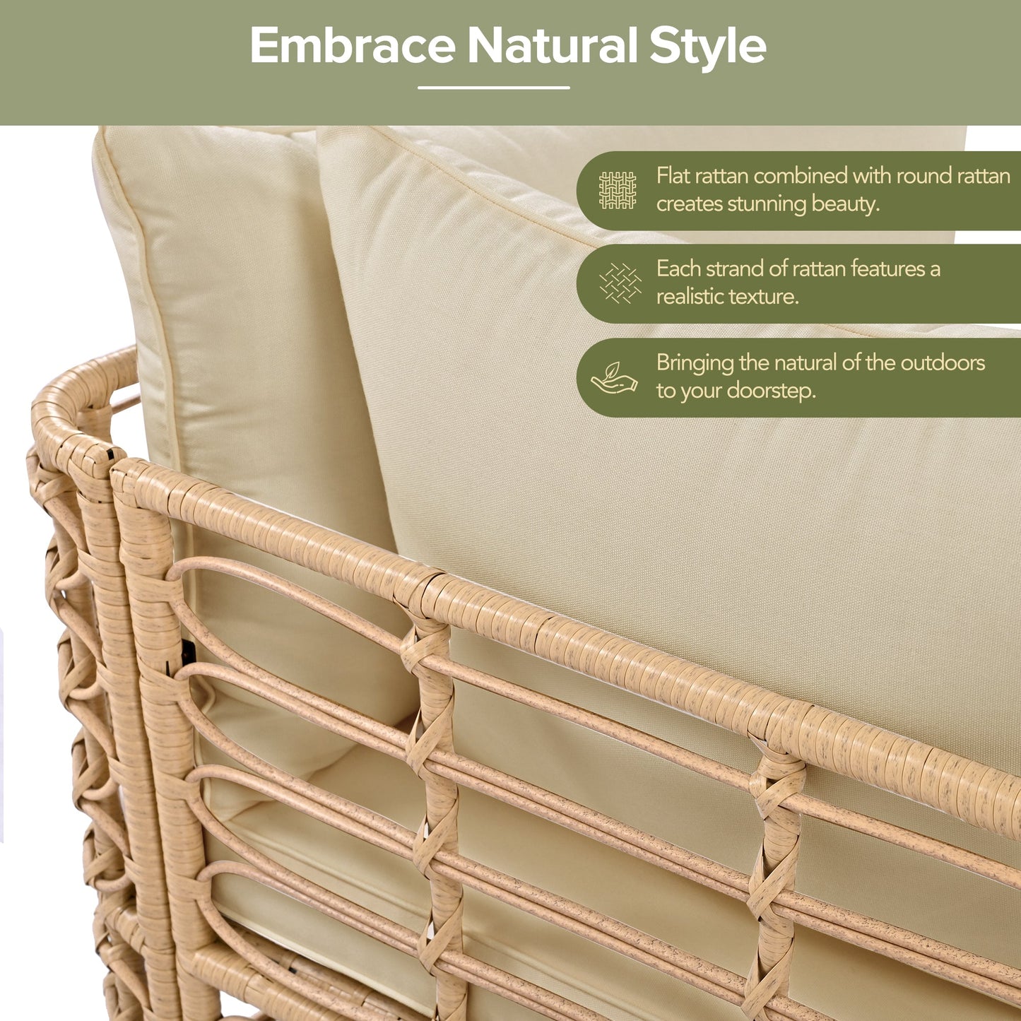 The Ashbourne Modular All-Weather Wicker Outdoor Sectional Sofa Set with Round Coffee Table