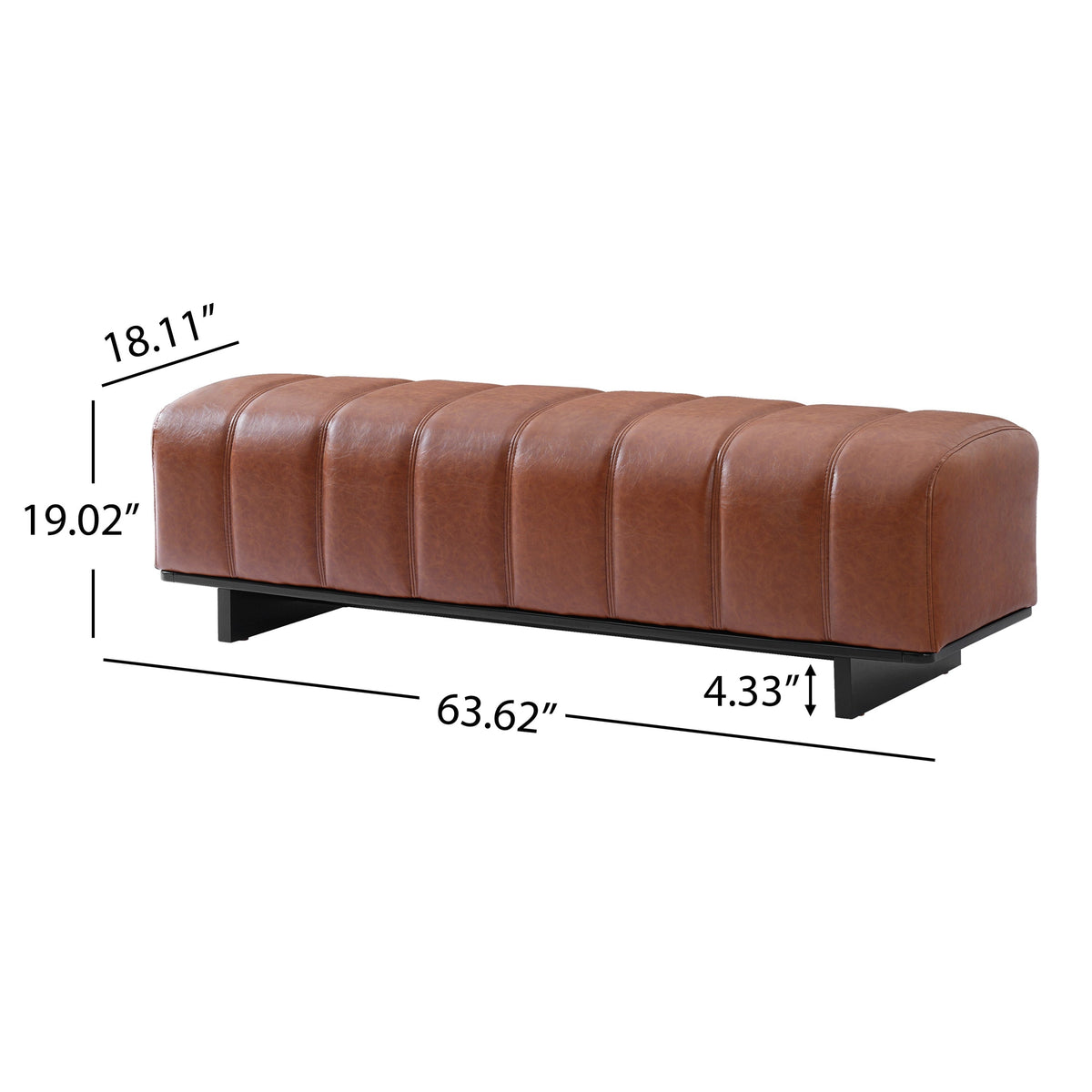 The Langford Upholstered Dining Bench — Saddle Brown