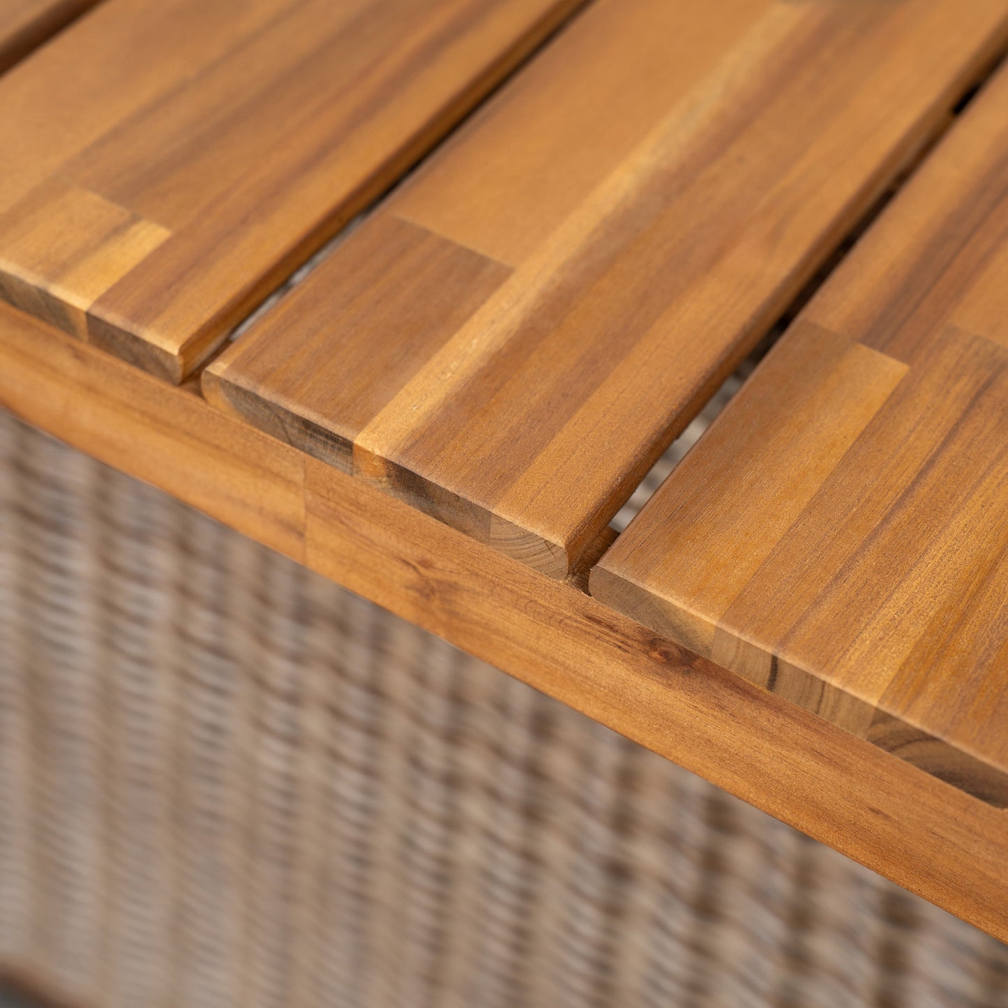 Outdoor Set 3-piece Acacia Wood Dining with Handwoven Rattan Legs Brown
