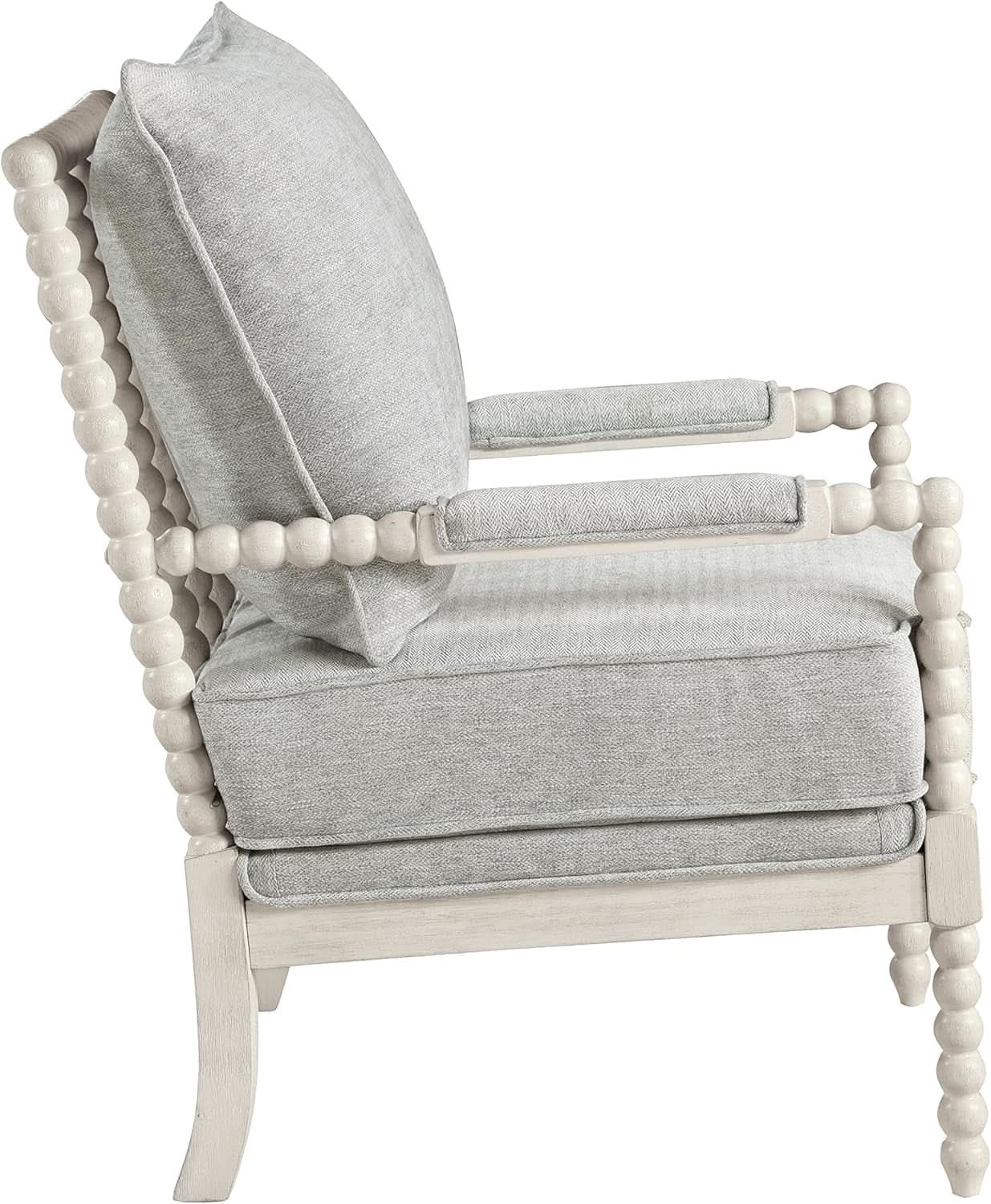 Upholstered Spindle Accent Chair Smoke Grey Textured Upholstery