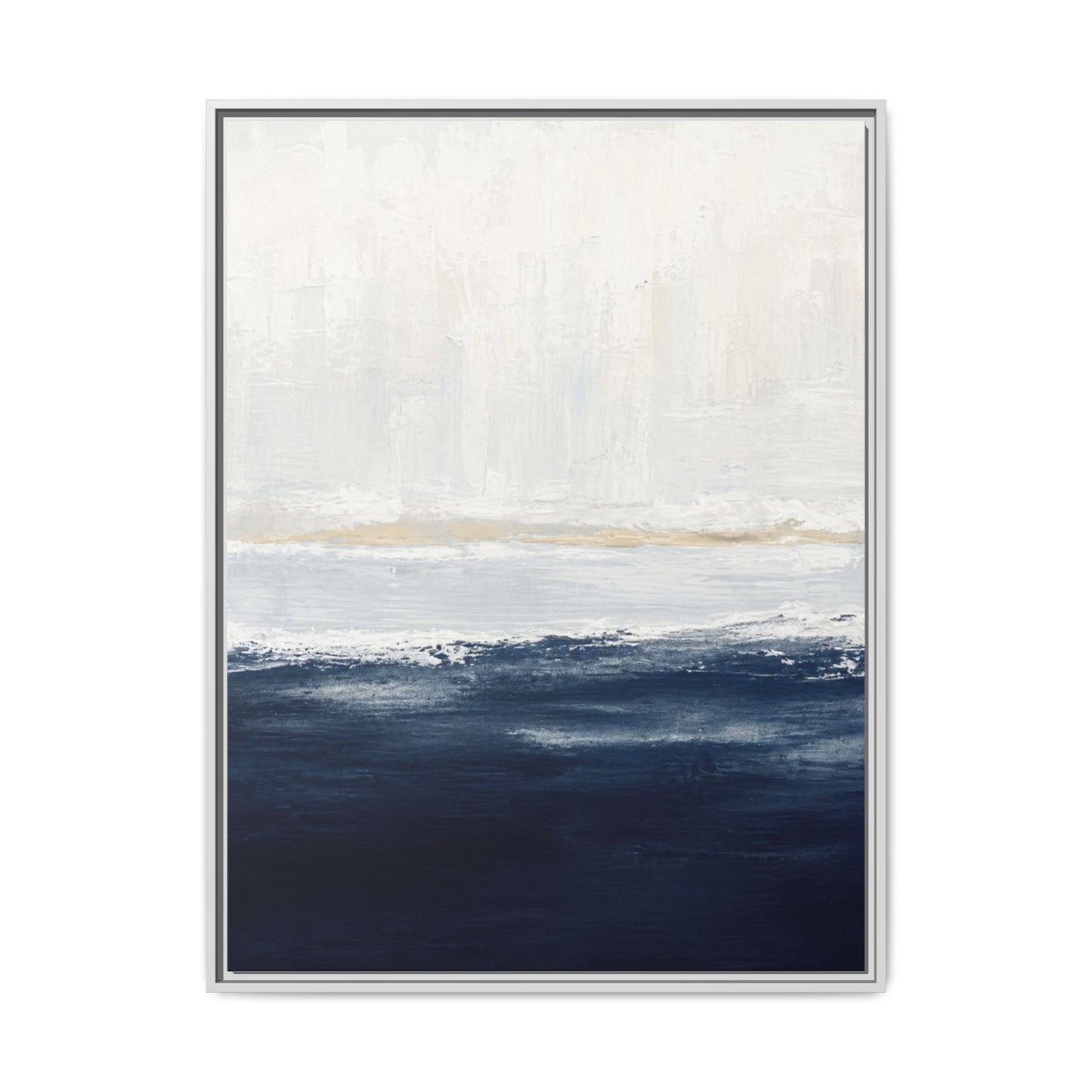 Abstract Coastal Seascape Matte Canvas Framed | Navy Blue Ocean Wall Art 30"x40" | Vivian Hill, Bay & Bridle