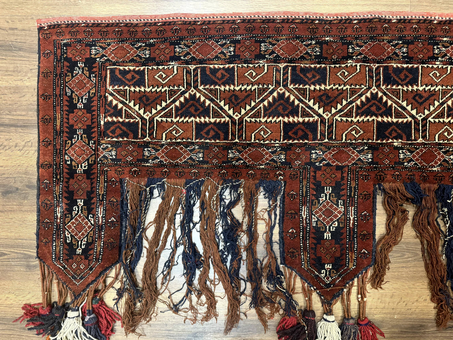 Antique Afghan Beshir Tent Header Textile Rug, Tribal Collectible, Wool