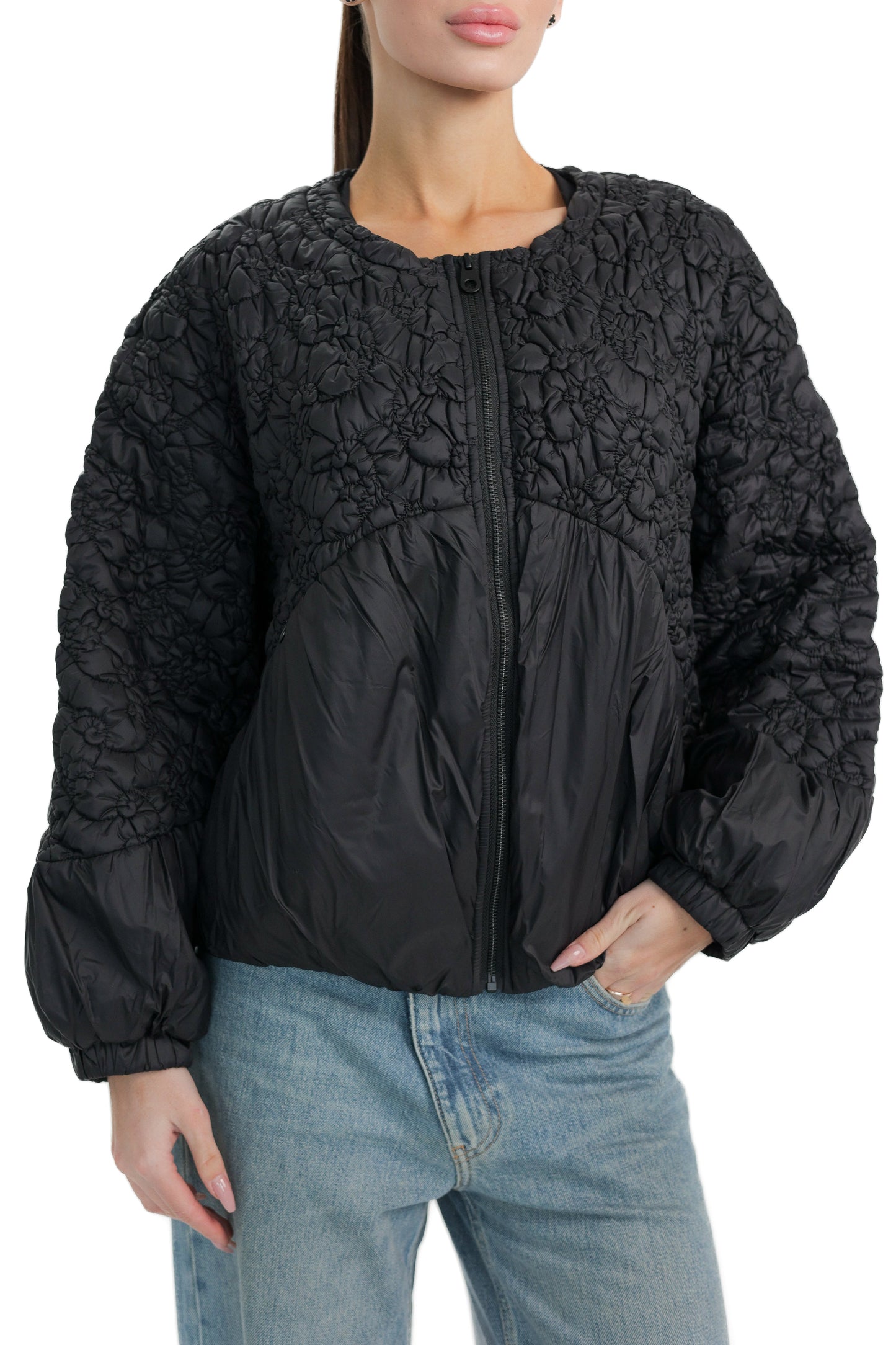 Light Quilted Demi-Season Jacket in Black