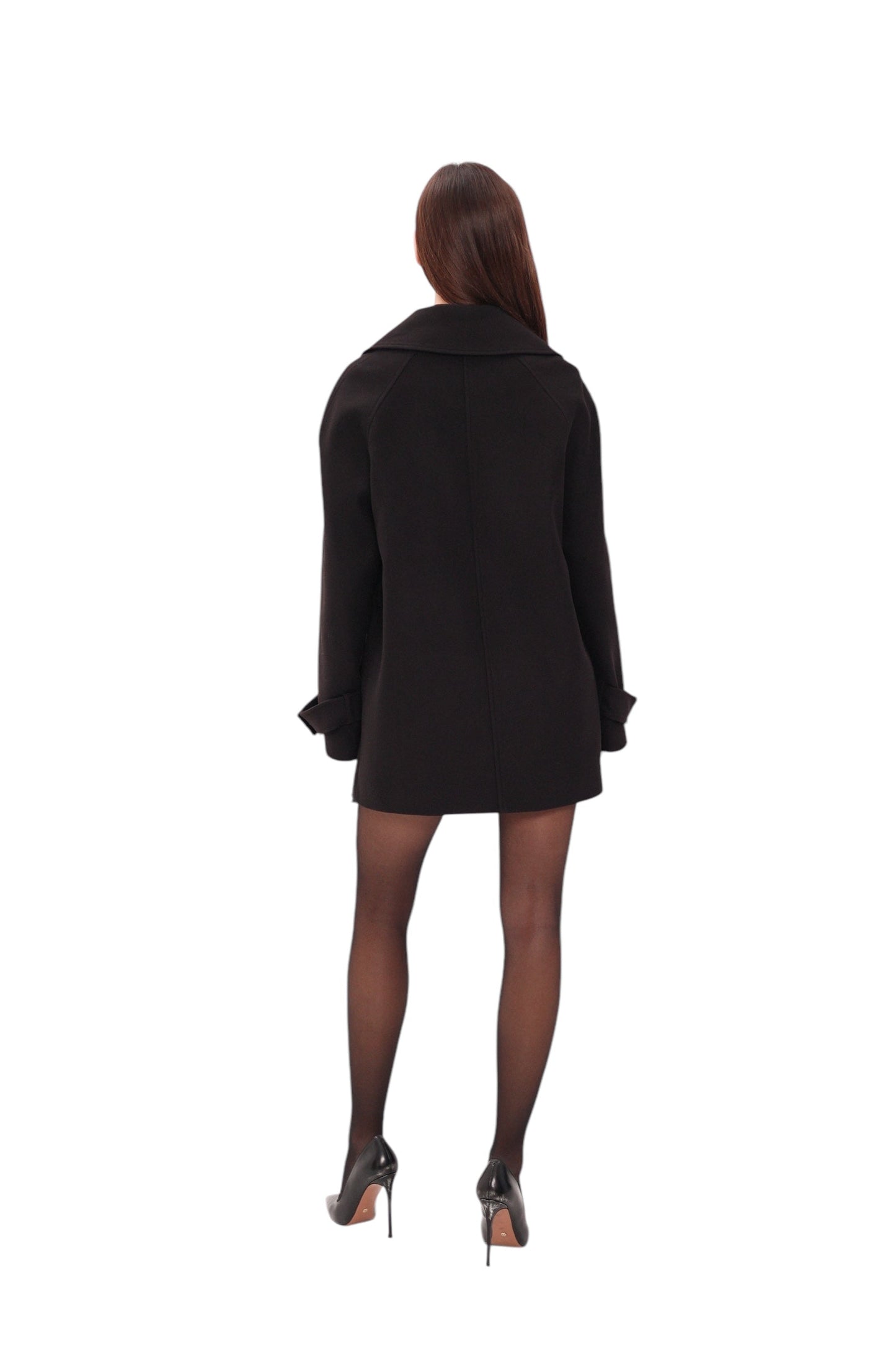 Karina Midi Cashmere Wool Blend Coat In Black