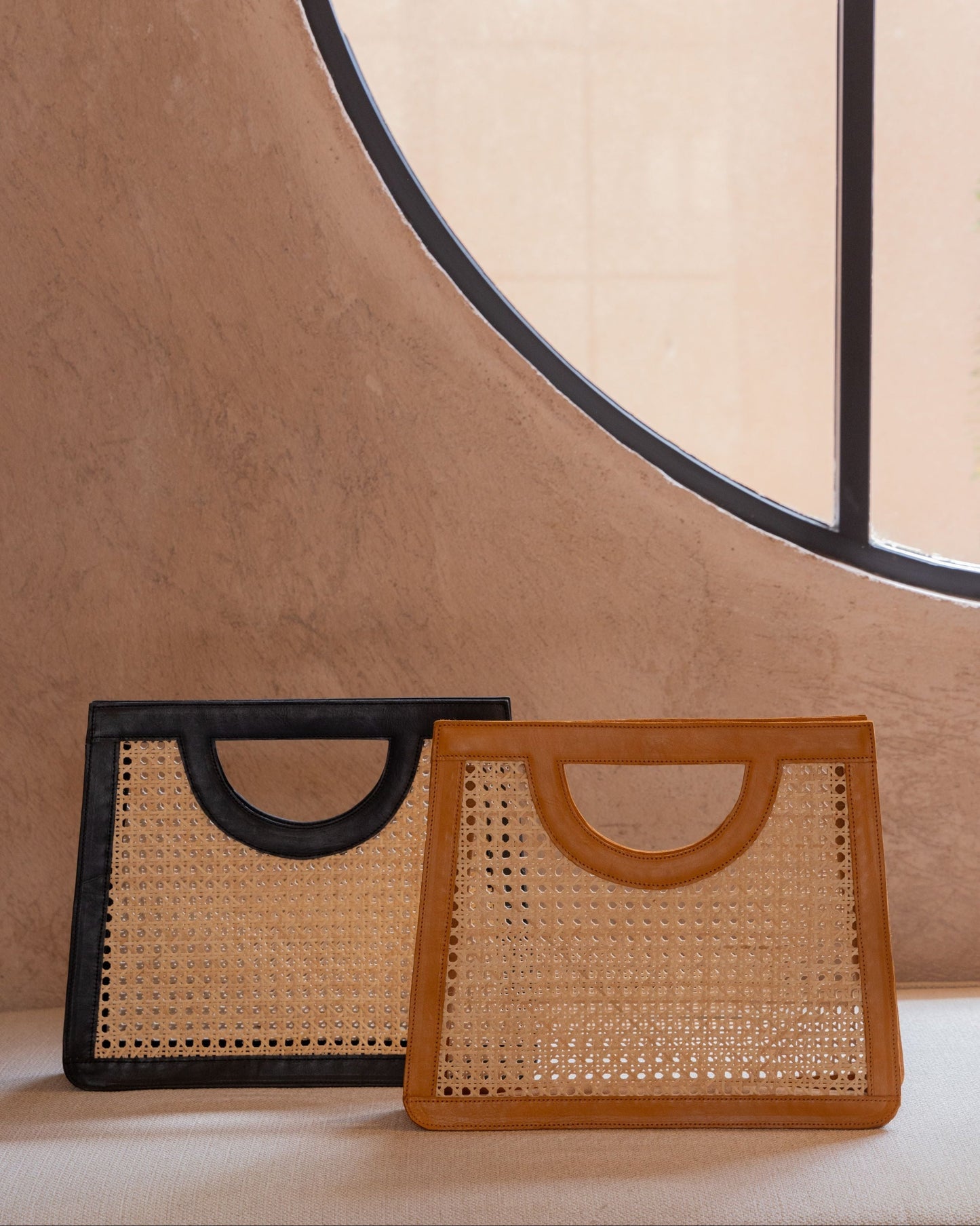 Cora Leather and Rattan Handbag