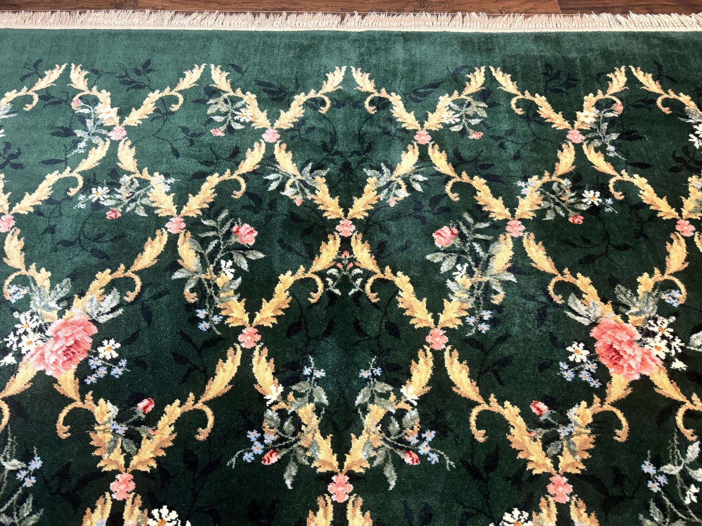 Karastan Garden of Eden Rug 8.8 x 11.8, Green Savonnerie 509/1733, Wool