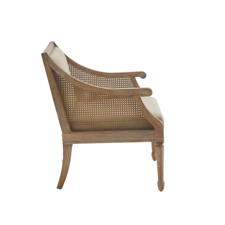 The Ashbourne Cane Accent Armchair with Upholstered Cushion