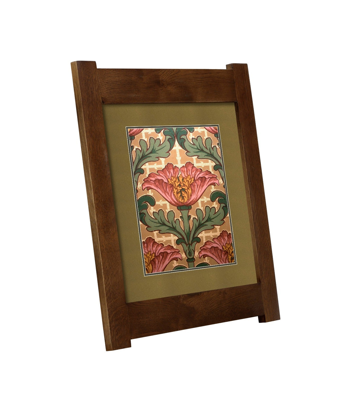 Arts & Crafts Mission Oak Framed Art with Poppy Delight Walnut finish