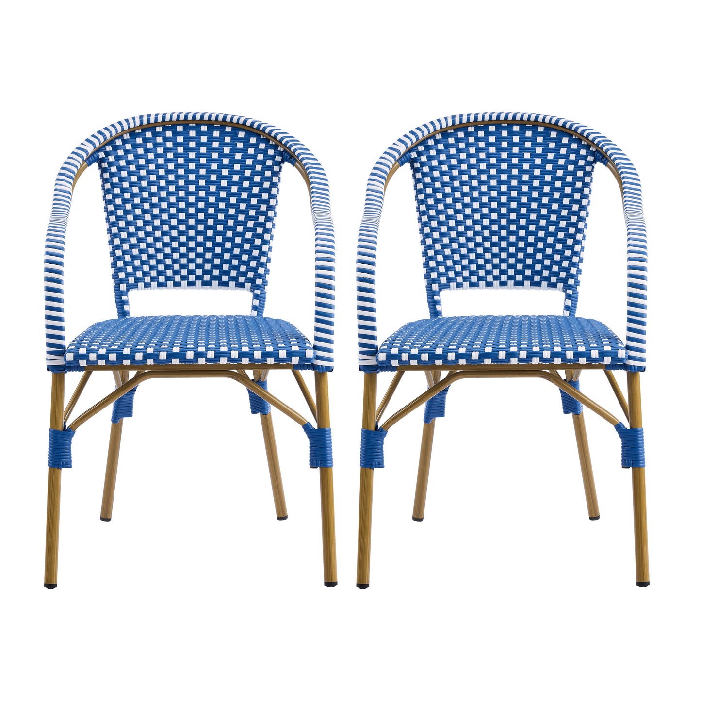 Outdoor Bistro Chairs, Patio Dining Chairs with Aluminum Frame, Weather
