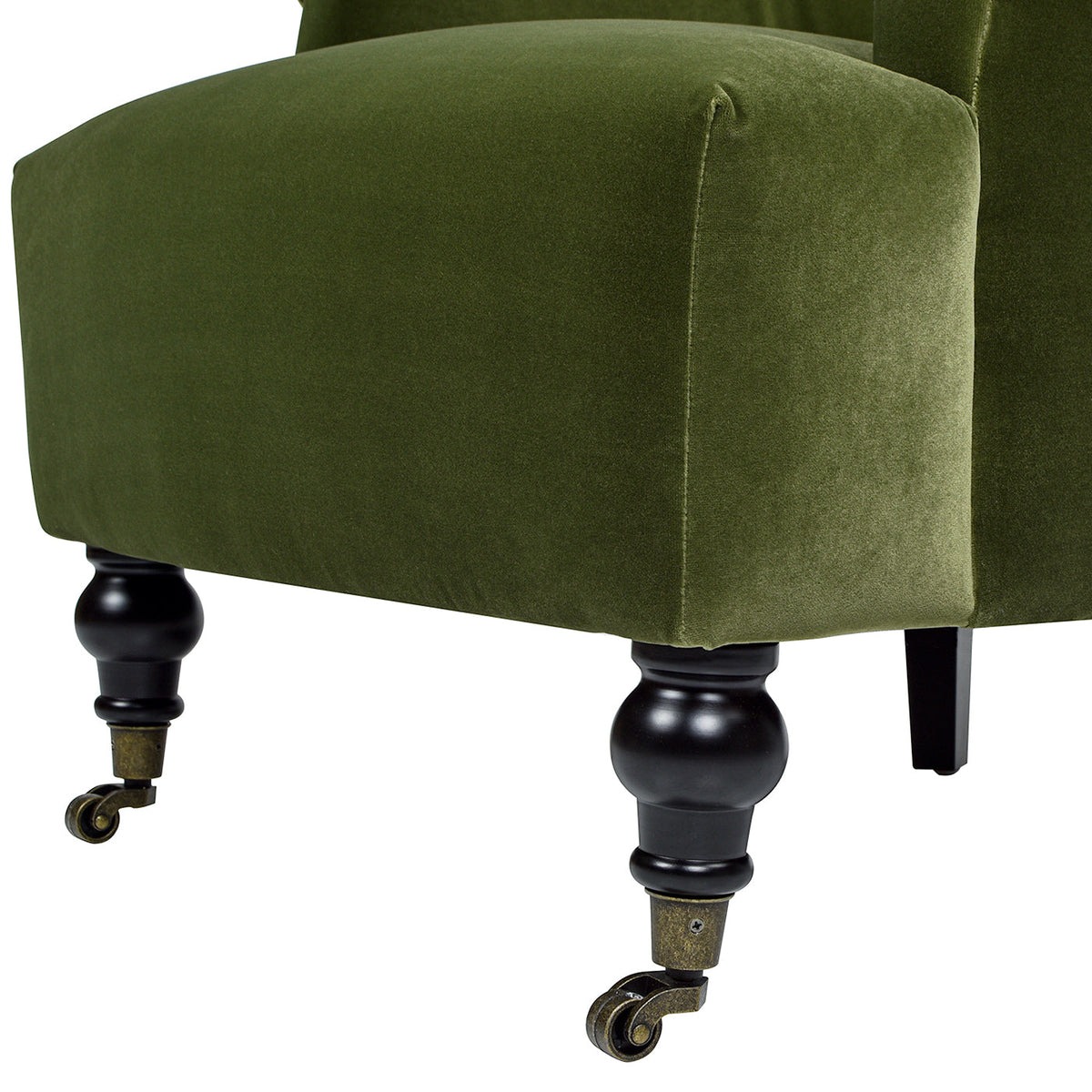Eloise Olive Velvet Pleated Armchair