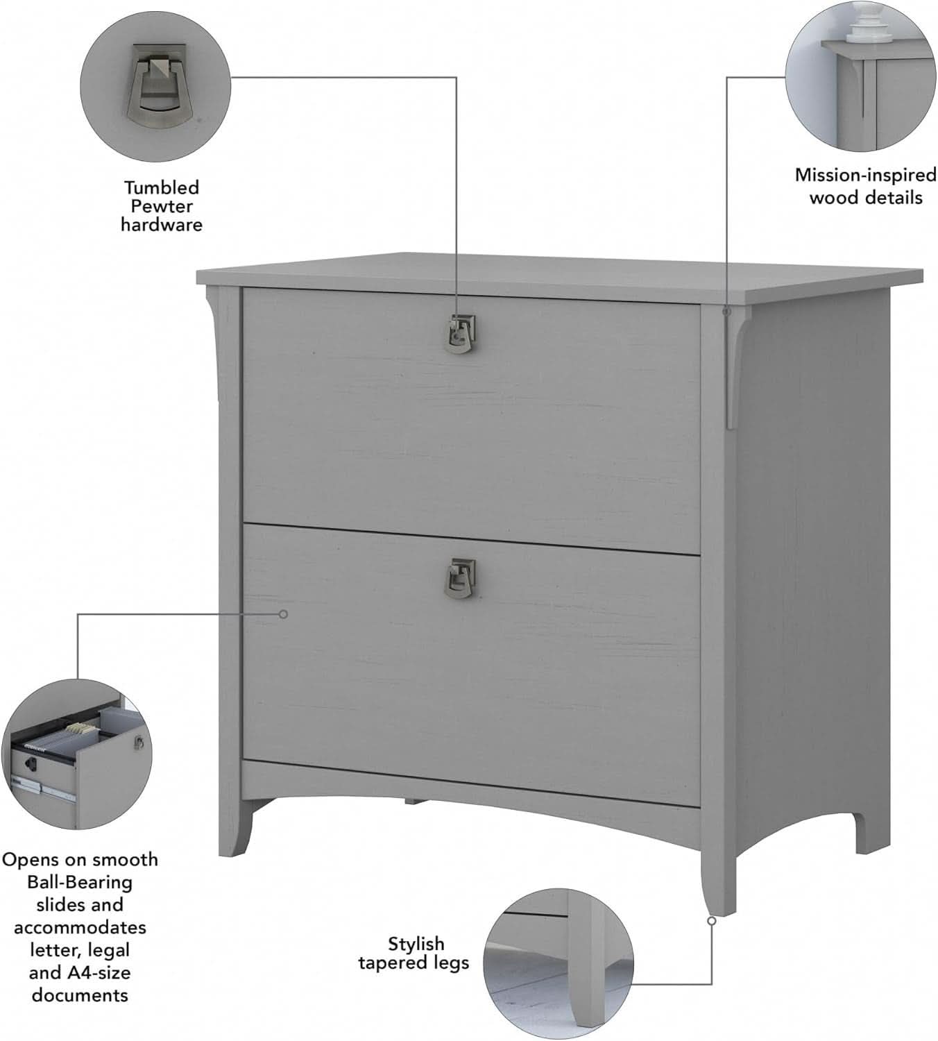 Salinas 2 Drawer Lateral File Cabinet Cape Cod Gray
