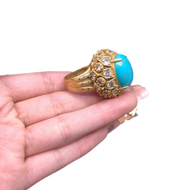 Retro Luxe Lapis Lazuli Turquoise Ring