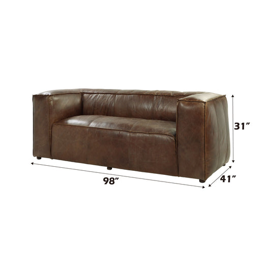 Brancaster Top Grain Leather Living Room Set - Brown