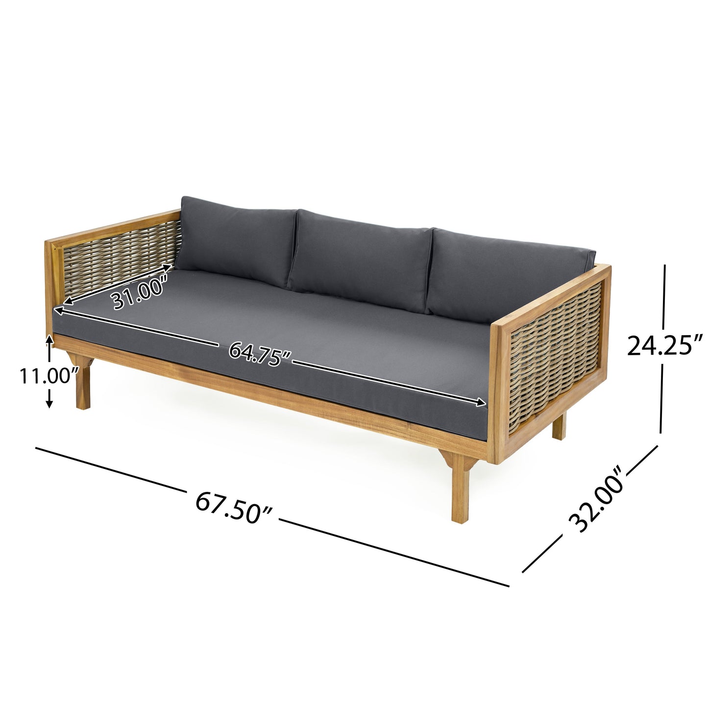 Patio Set Outdoor All Weather Wicker Conversation Cushions Dark Grey Durable