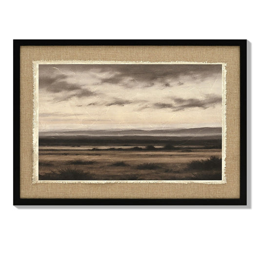 Vintage Landscape Large Framed Wall Art, Nature Wilderness Scenery Paintings Decor Aesthetic - Ember Black / Linen Sesame