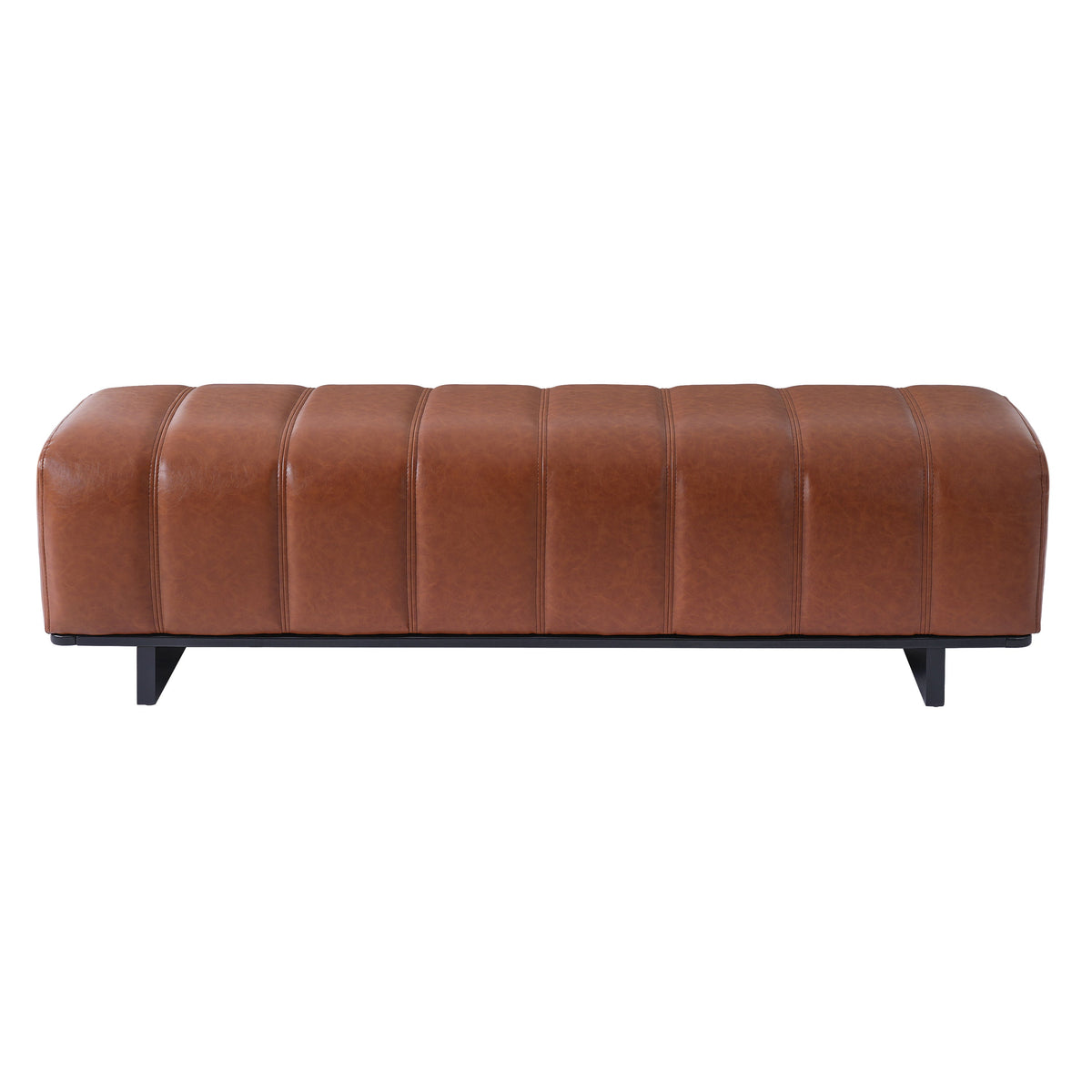 The Langford Upholstered Dining Bench — Saddle Brown