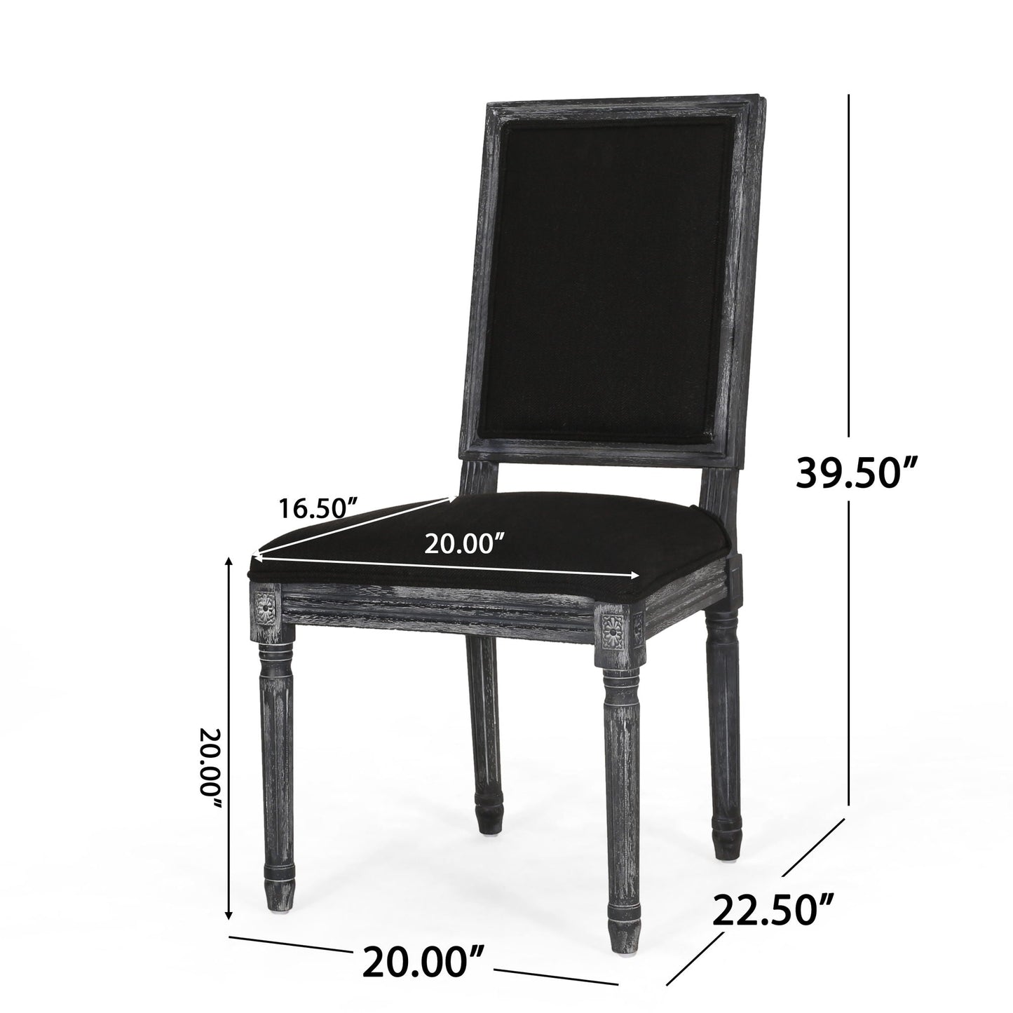 French Country Style Dining Chair With Upholstered Seating And Fluted Legs