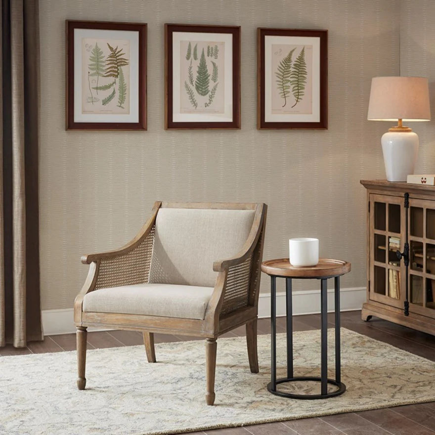 The Ashbourne Cane Accent Armchair with Upholstered Cushion