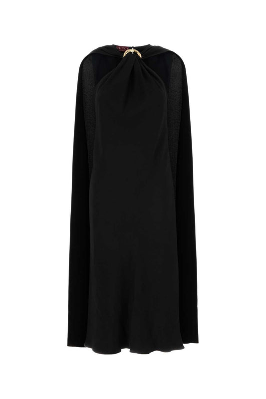 Gucci Black Crepe Silk-Lined Dress