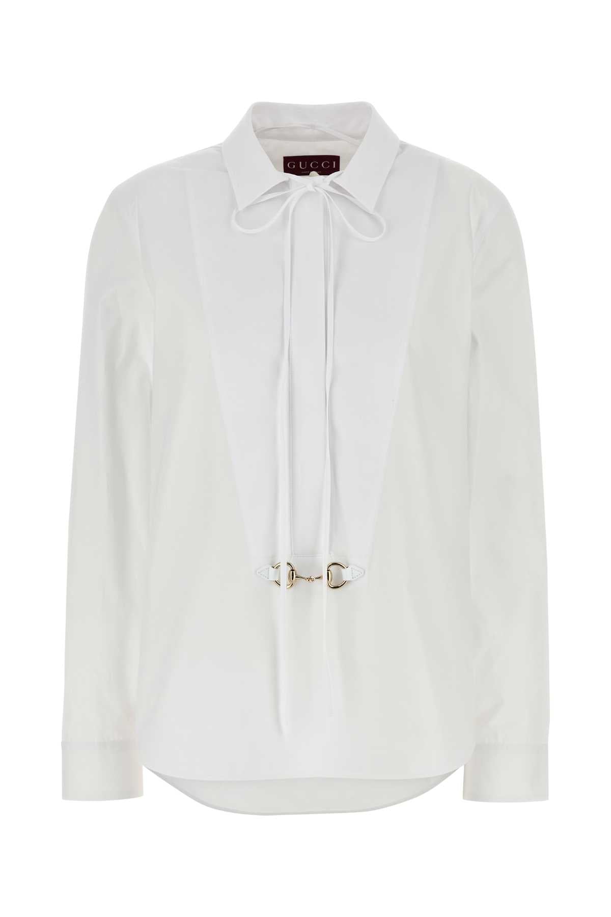 Gucci White Cotton Poplin Shirt