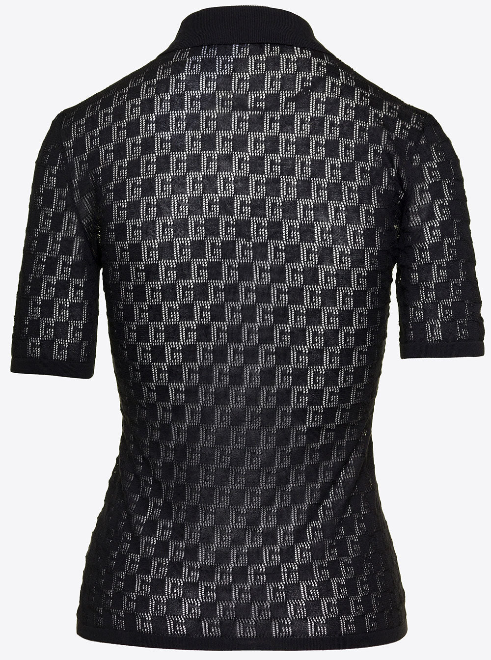 Gucci Black GG Monogram Polo Shirt in Silk & Cotton Blend
