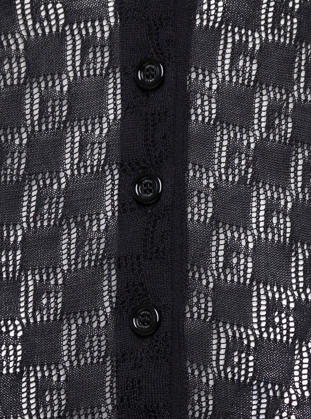 Gucci Black GG Monogram Polo Shirt in Silk & Cotton Blend