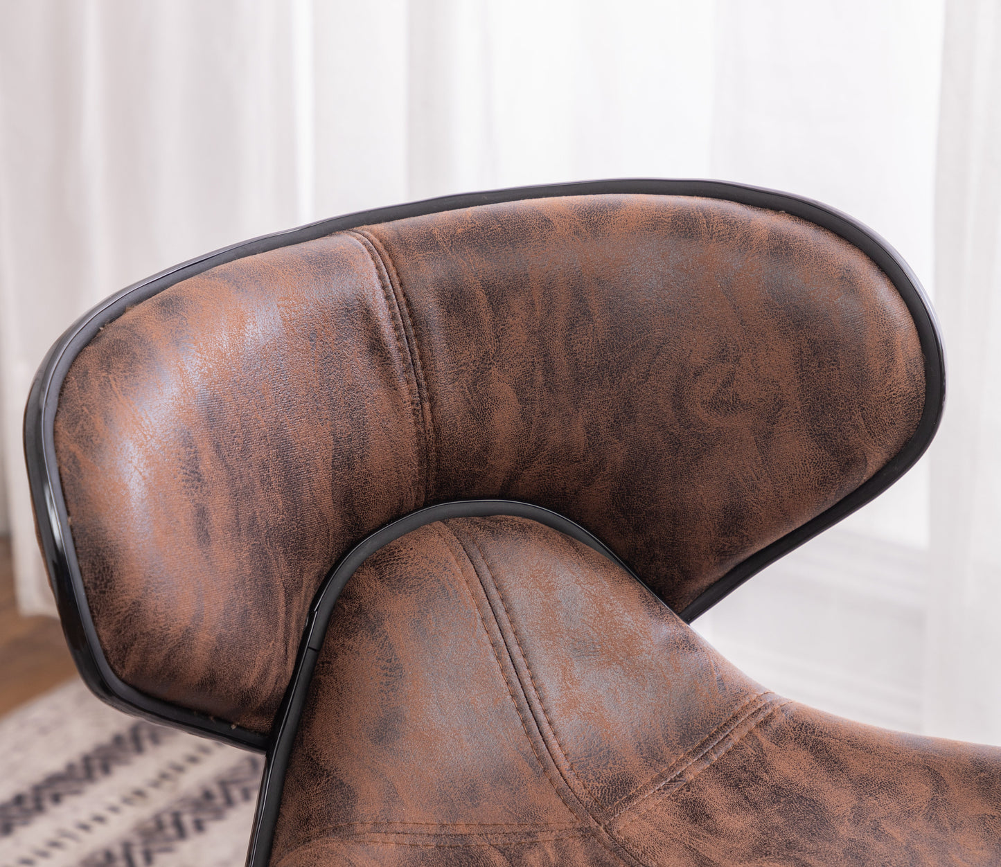 Masaccio Weathered Leather Swivel Barstool