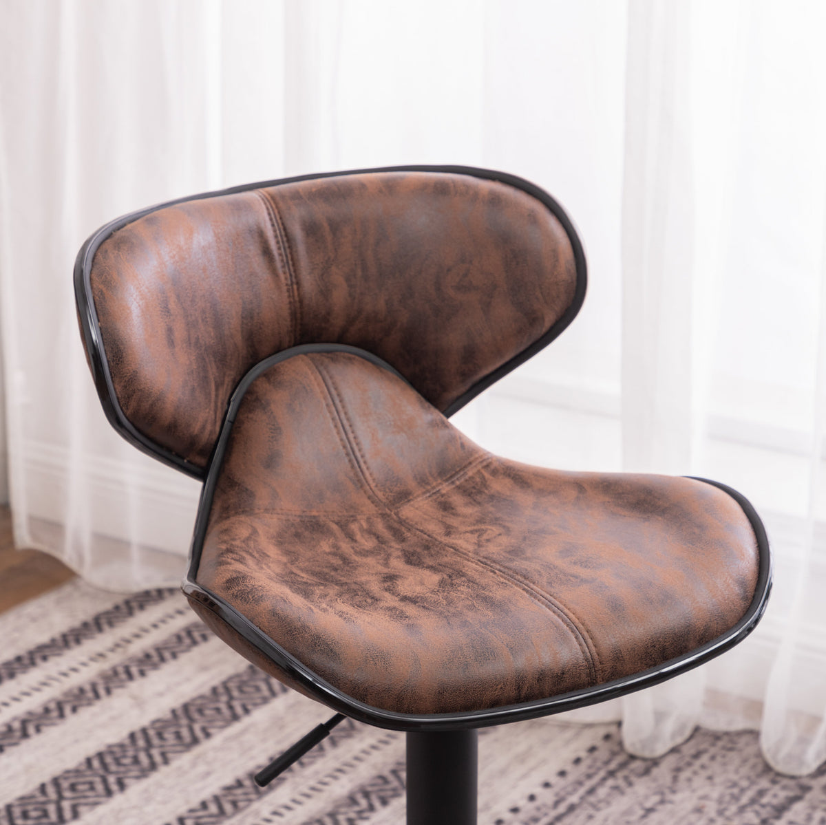 Masaccio Weathered Leather Swivel Barstool