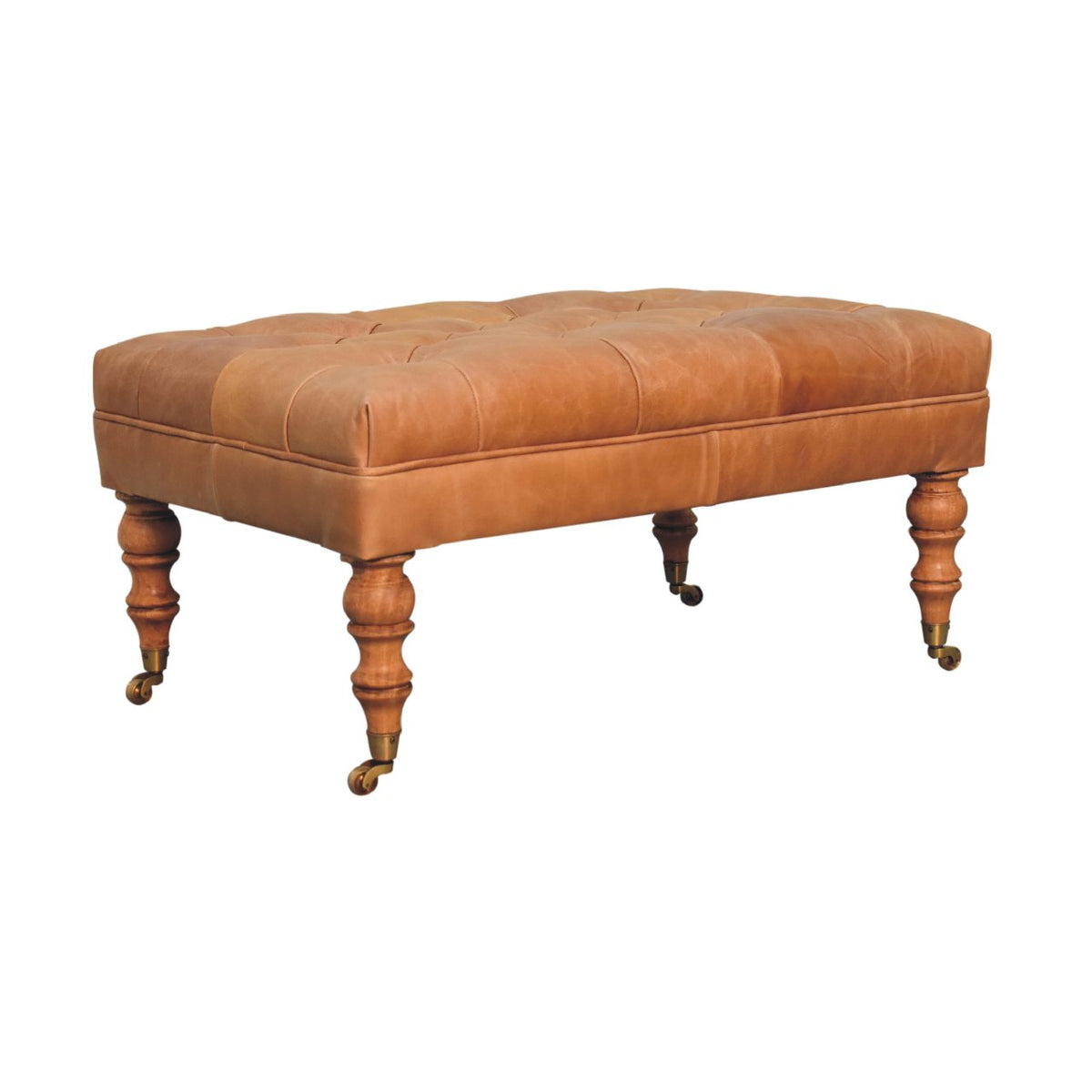 Hawthorne Tufted Buffalo Leather Ottoman