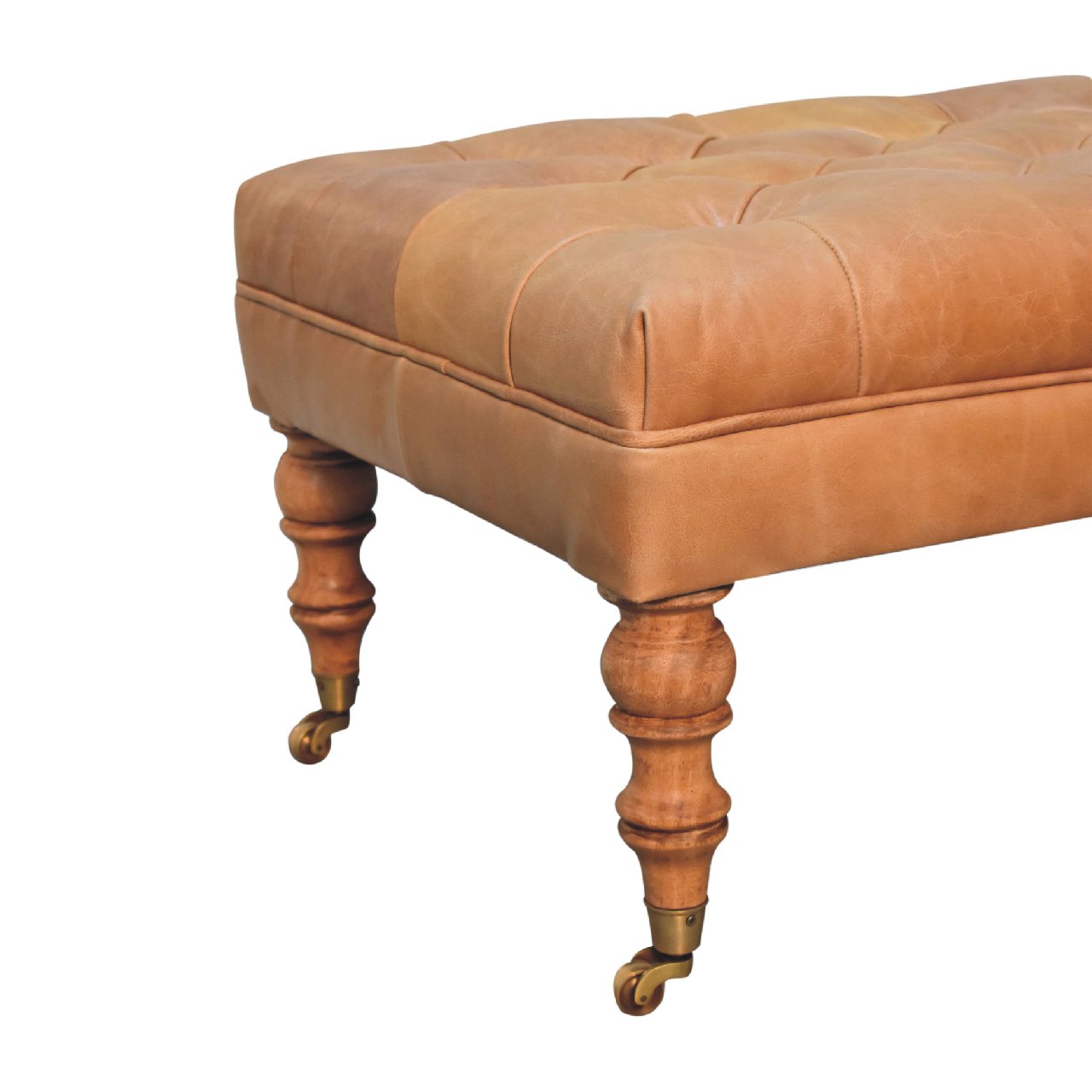 Hawthorne Tufted Buffalo Leather Ottoman