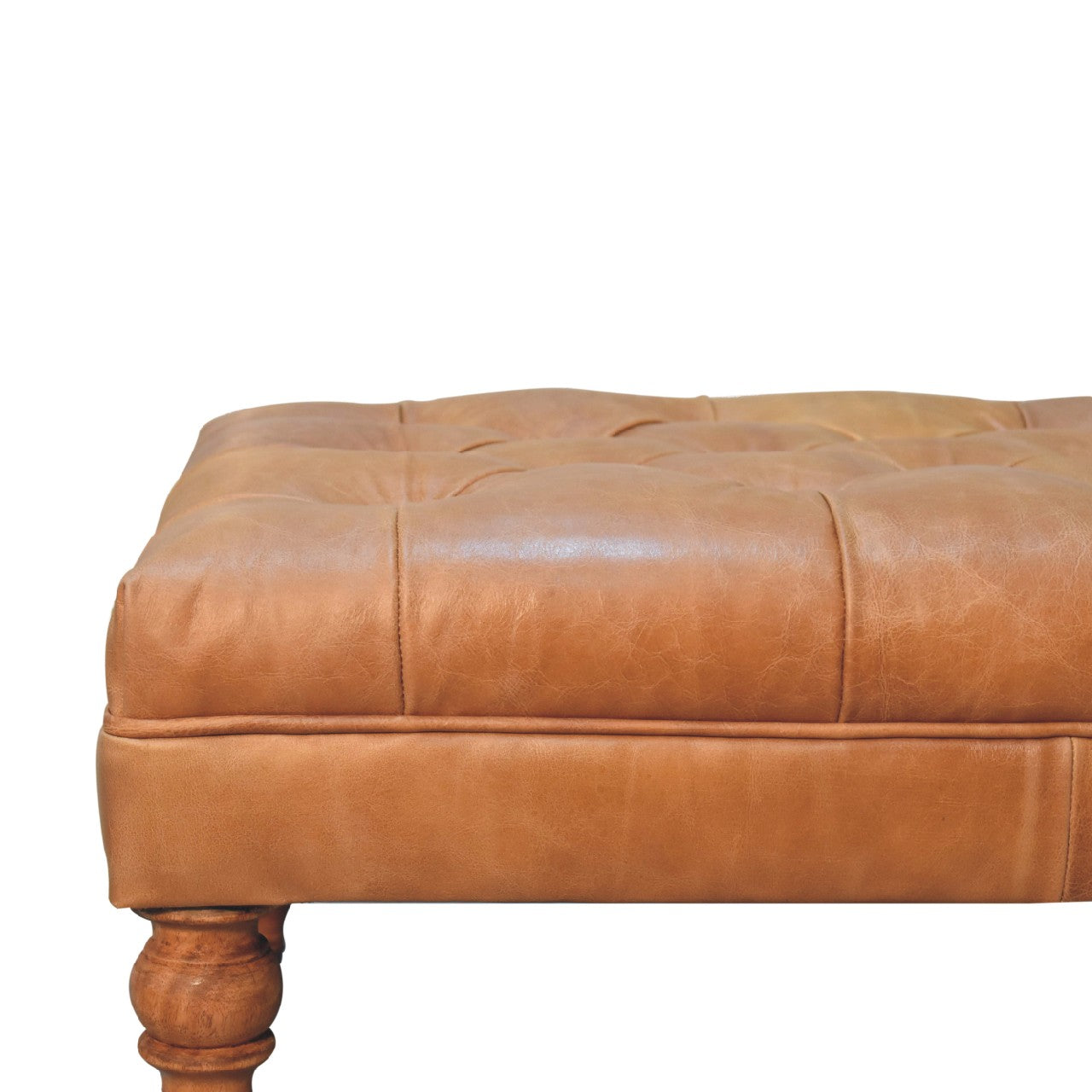 Hawthorne Tufted Buffalo Leather Ottoman