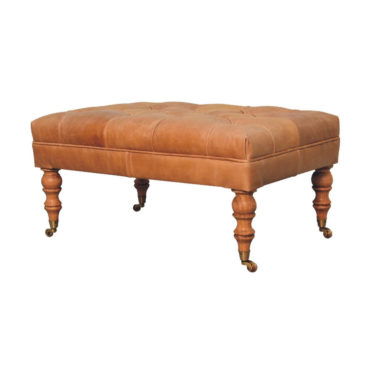Hawthorne Tufted Buffalo Leather Ottoman