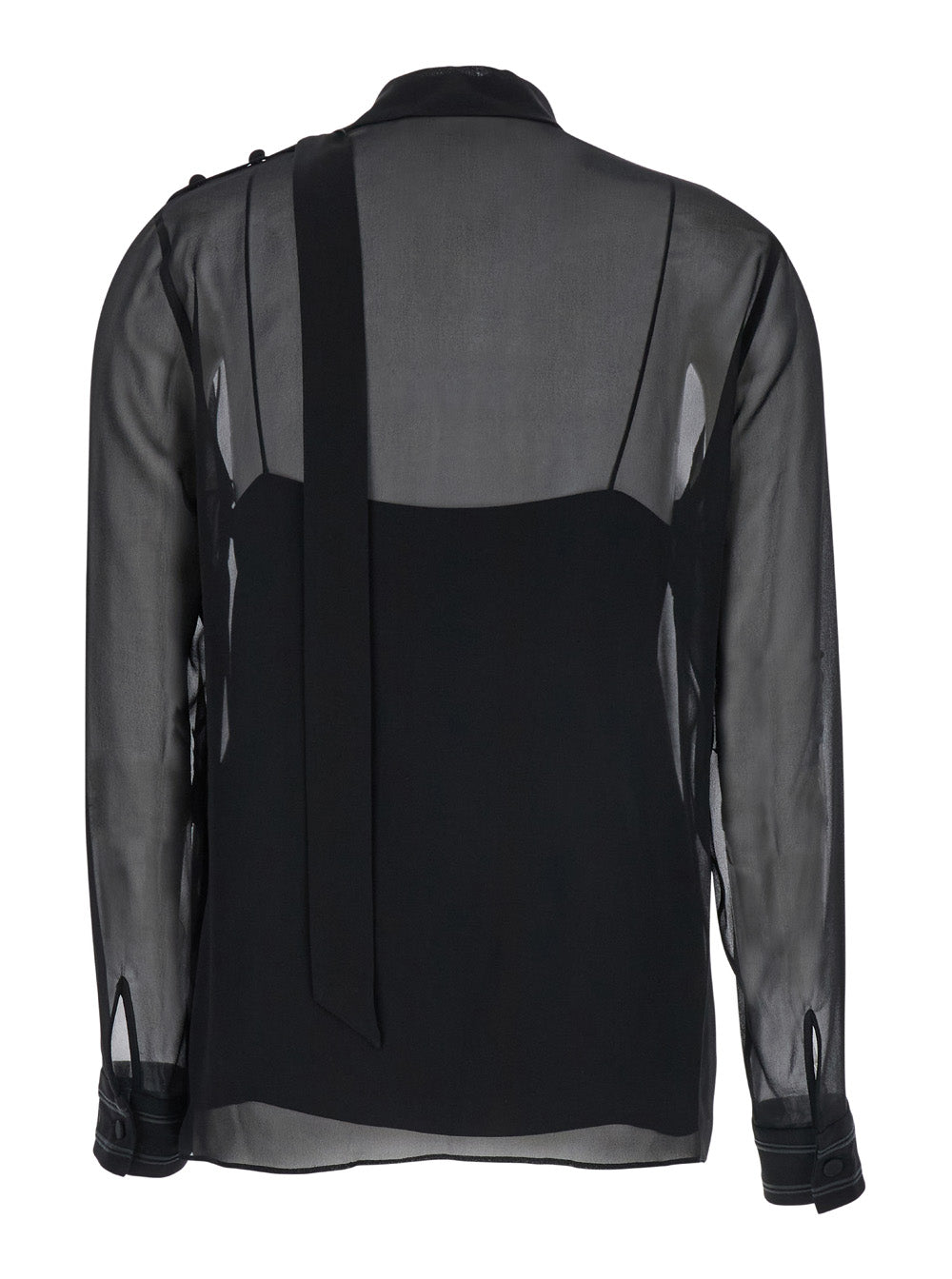 Gucci Black Silk Georgette Blouse with Pussy Bow Neckline